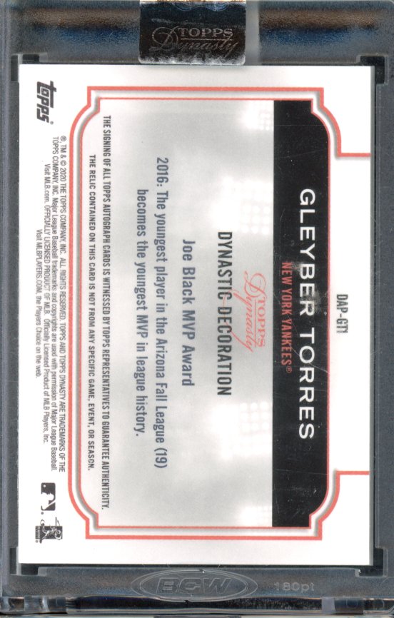 2020 Topps Dynasty Gleyber Torres Patch Auto /5 GU