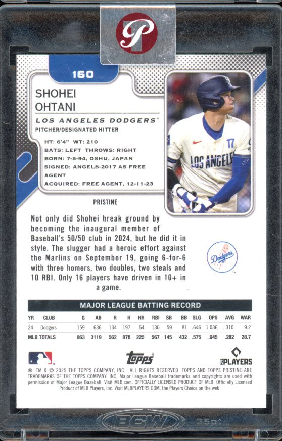 2025 Topps Pristine Shohei Ohtani Aqua /199