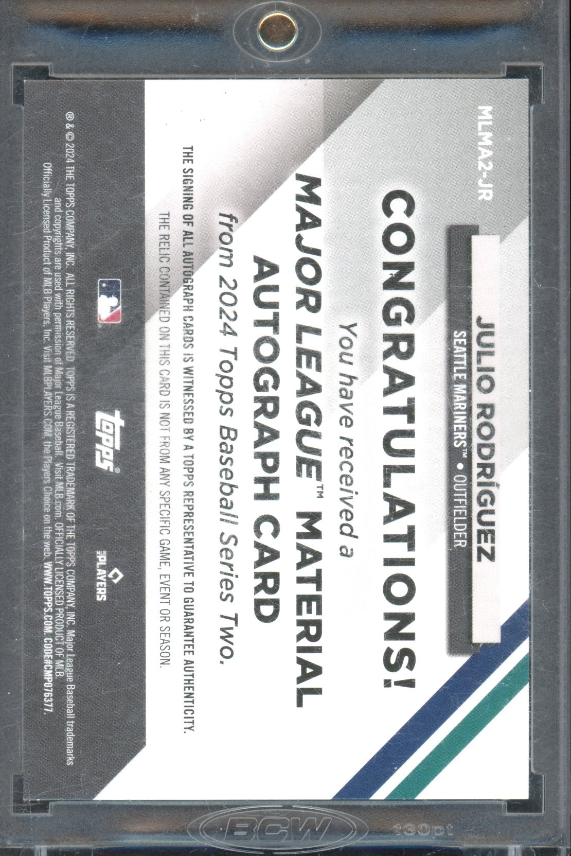 2024 Topps Julio Rodriguez Major League Material Jersey Auto 29/50