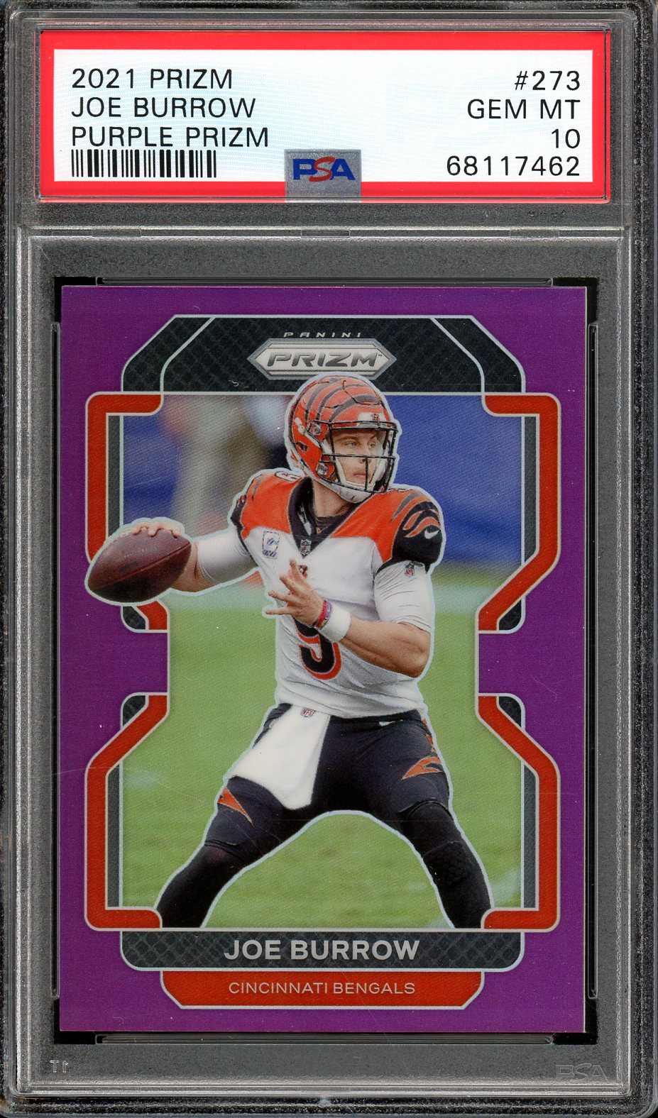 2021 Prizm Football Joe Burrow Purple Prizm 009/125 PSA 10