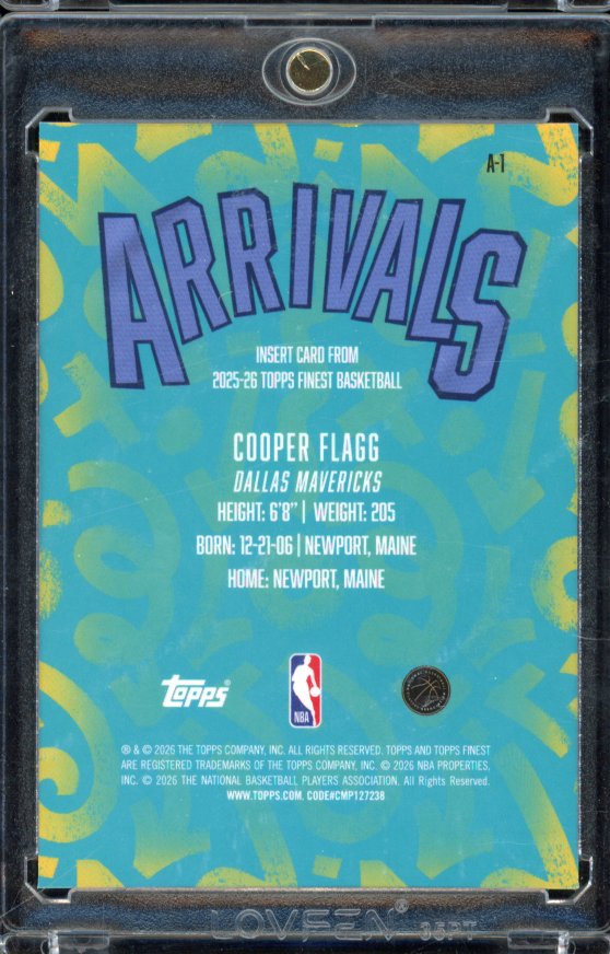 2025-26 Topps Finest Cooper Flagg Arrivals Rookie