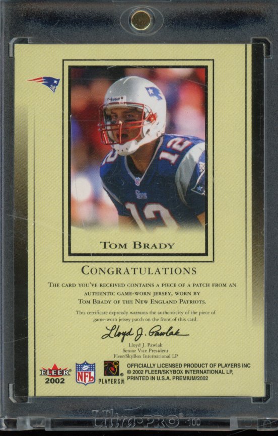 2002 Fleer Premium Tom Brady Game Worn /100