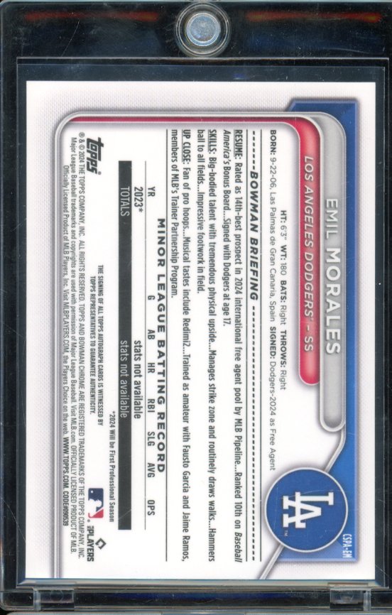 2024 Bowman Chrome Emil Morales Gold Sapphire Auto /50