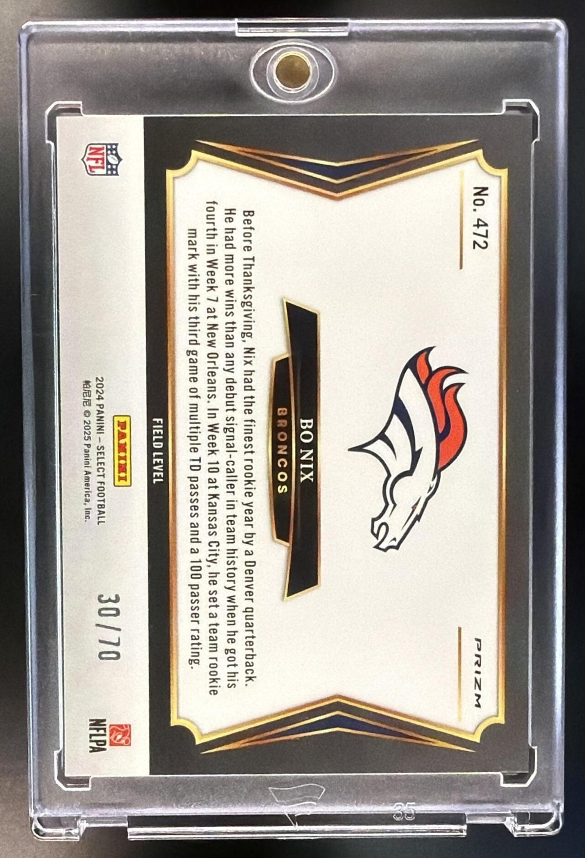 2024 Panini Select Bo Nix #472 Dragon Scale Field Level Rookie /70