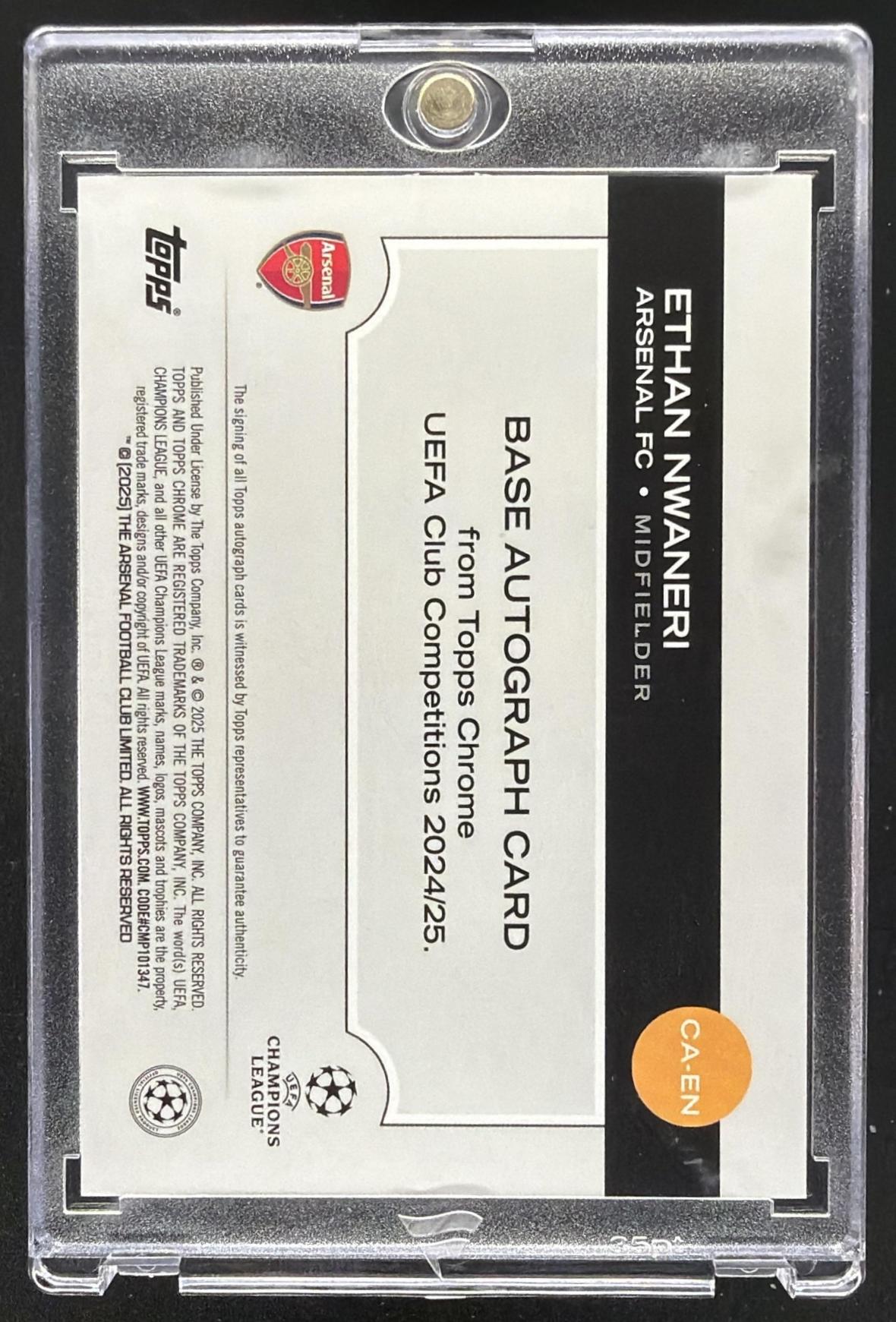 2024 Topps Chrome UEFA Club Ethan Nwaneri #CA-EN Auto Aqua /199 RC