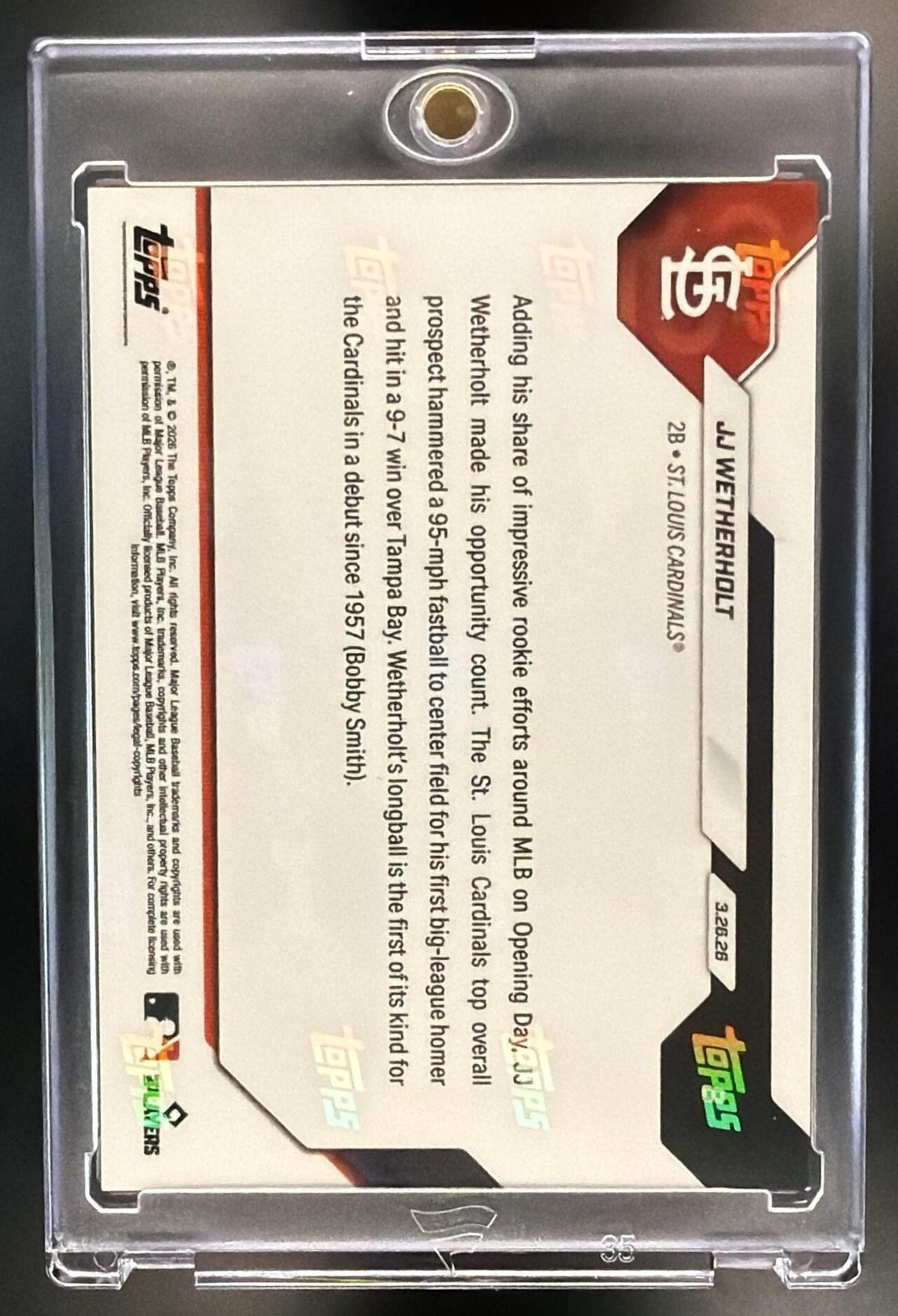 2026 Topps Now JJ Wetherholt #134 Black Foil 9/10 Rookie