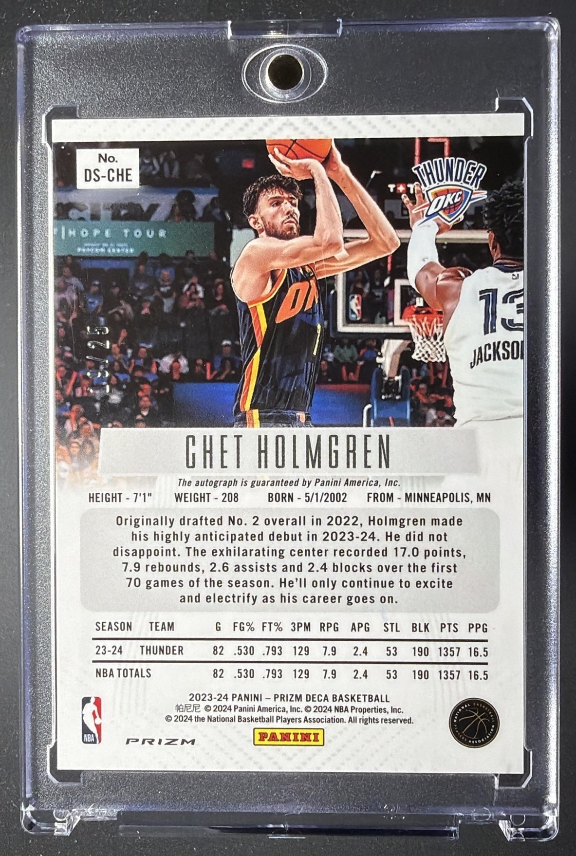 2023 Panini Prizm Deca Chet Holmgren #DS-CHE Signatures Green Shimmer FOTL /25 Auto