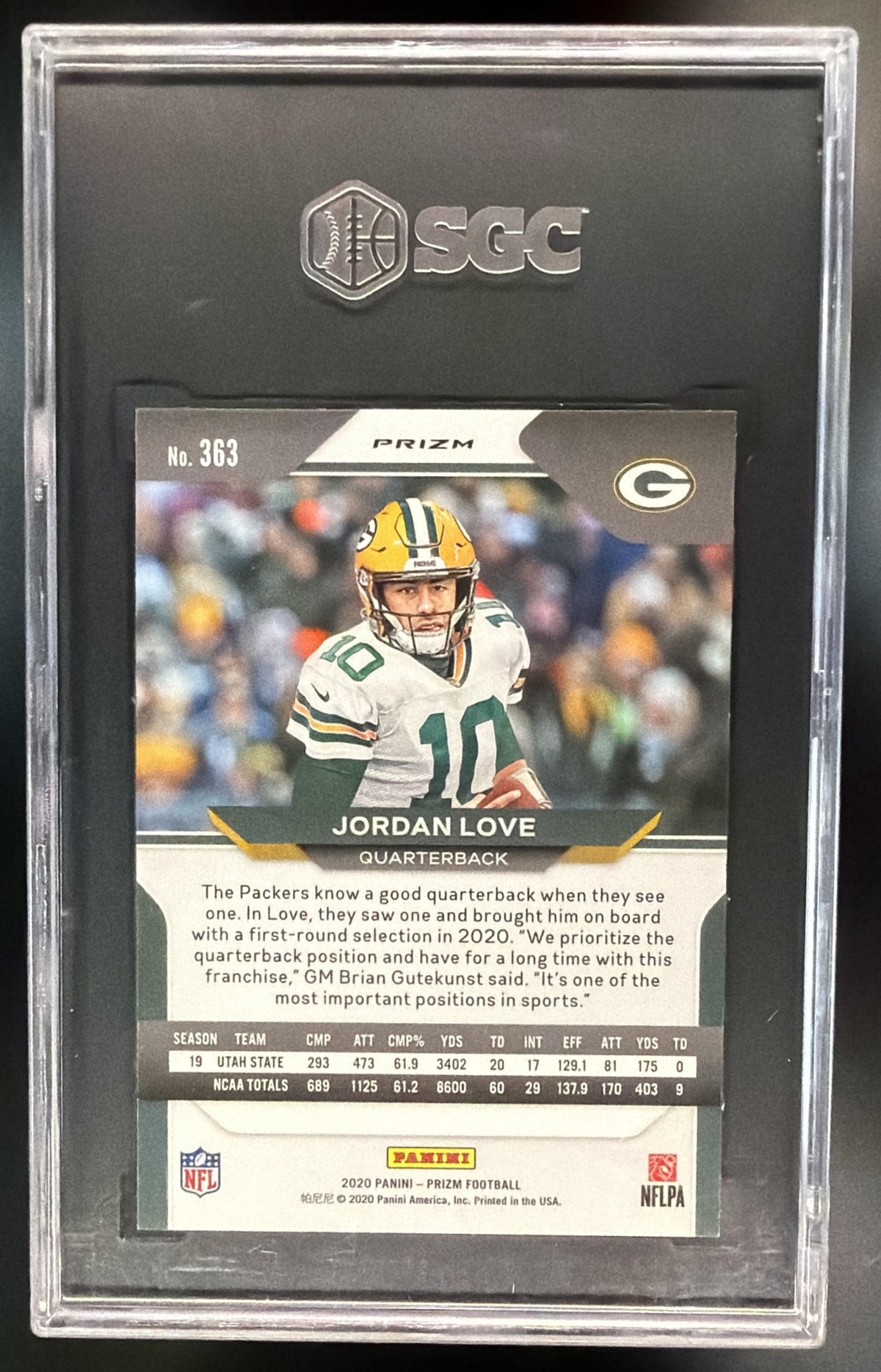 2020 Panini Prizm Jordan Love #363 Silver RC SGC 9.5