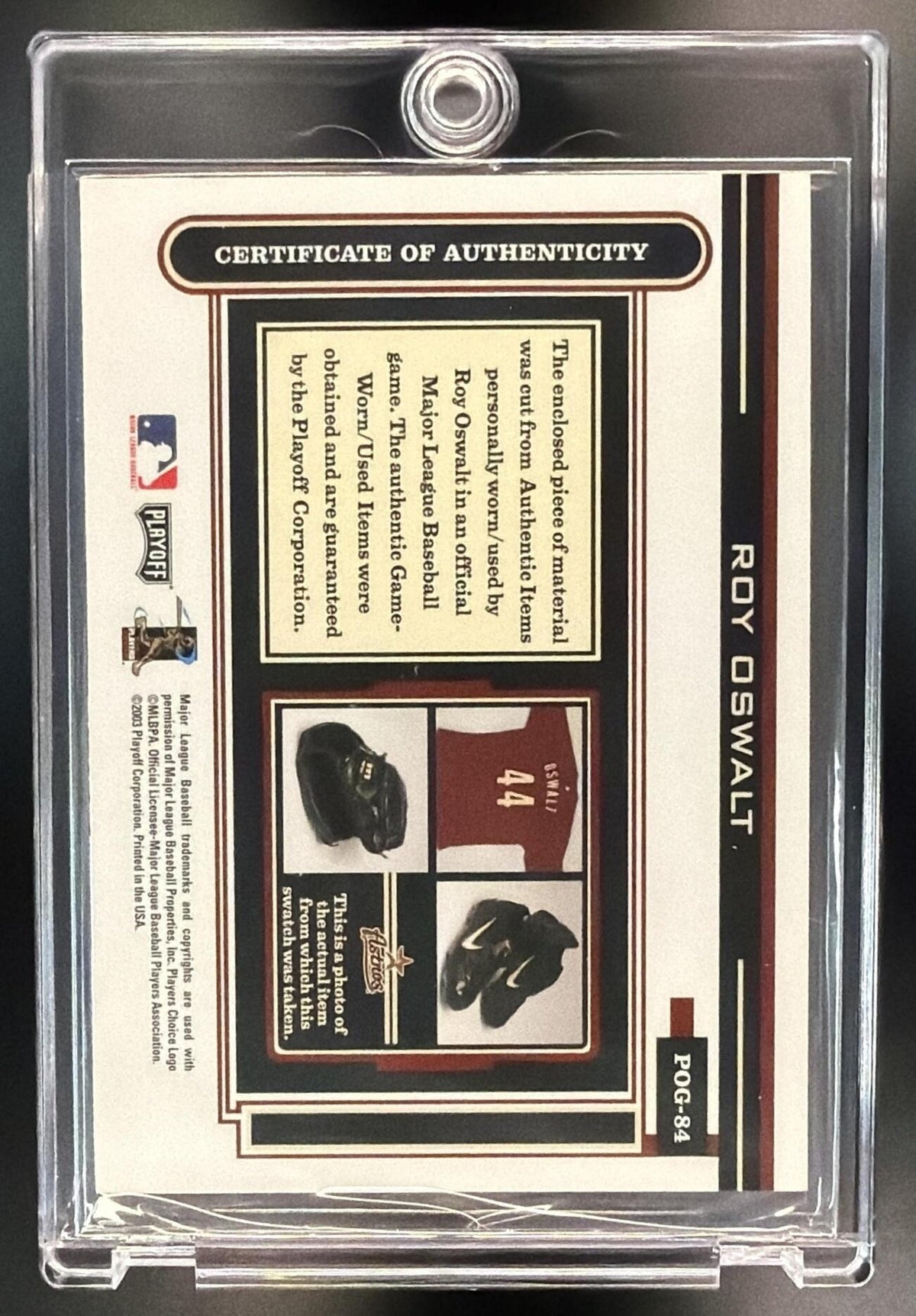 2003 Playoff Piece of the Game Roy Oswalt #POG-84 Logoman Patch