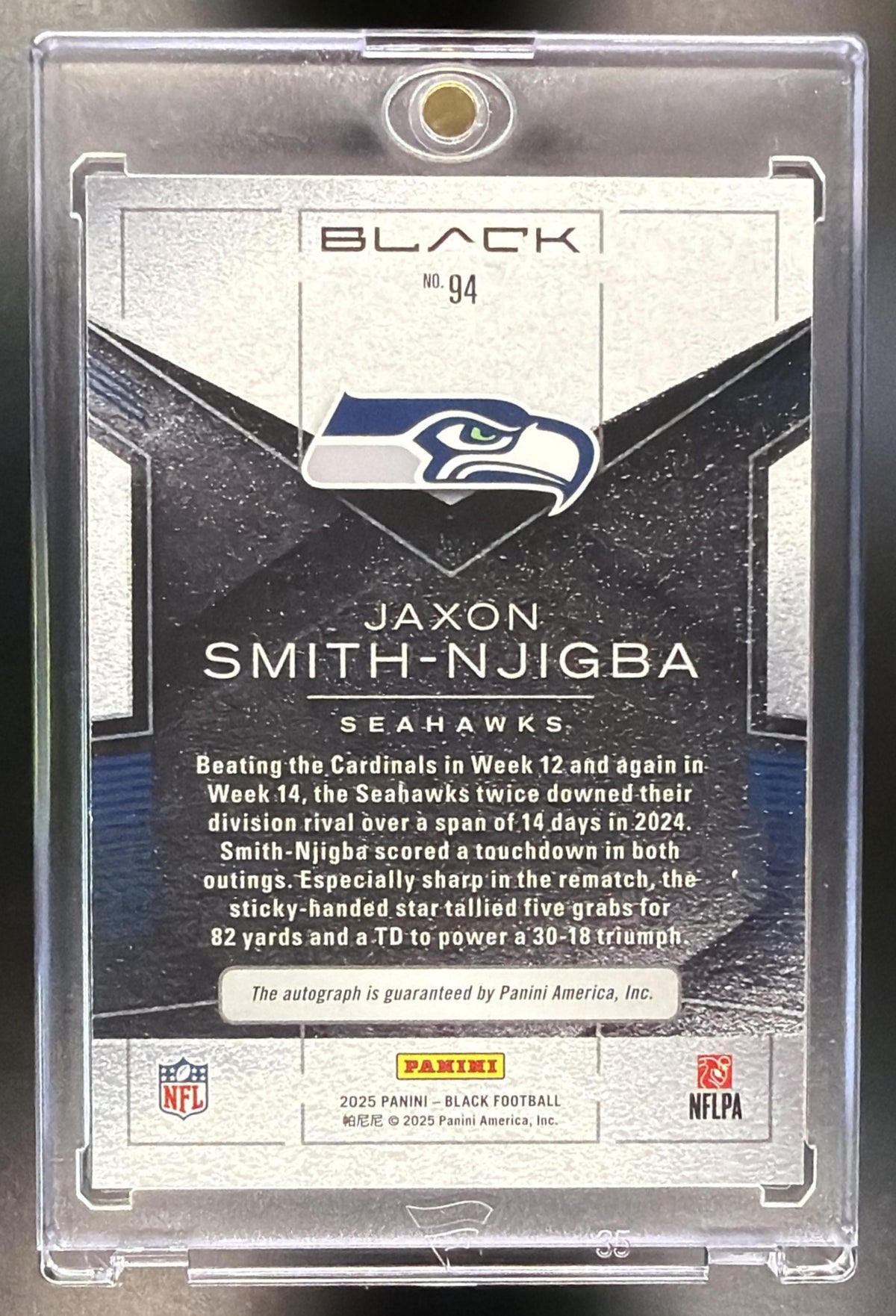 2025 Panini Black Jaxon Smith-Njigba #94 Auto Emerald /10