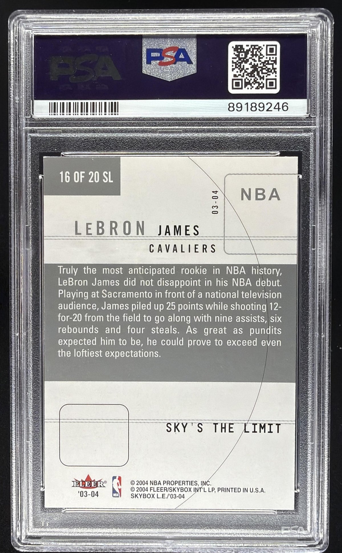 2004-05 Fleer Skybox L.E. LeBron James #23 RC PSA 9