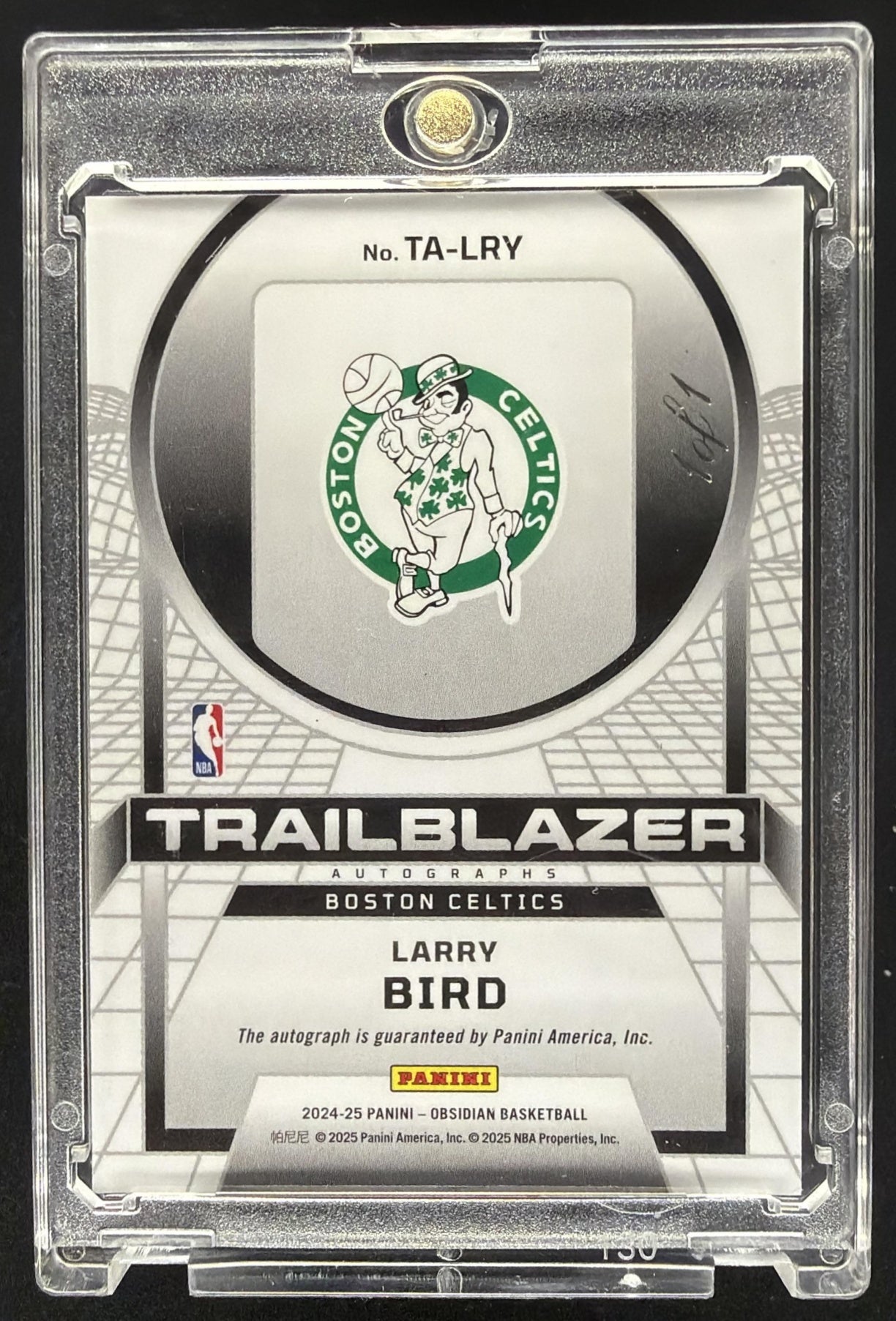 2024-25 Panini Obsidian Larry Bird #TA-LRY Trailblazer Auto 1/1