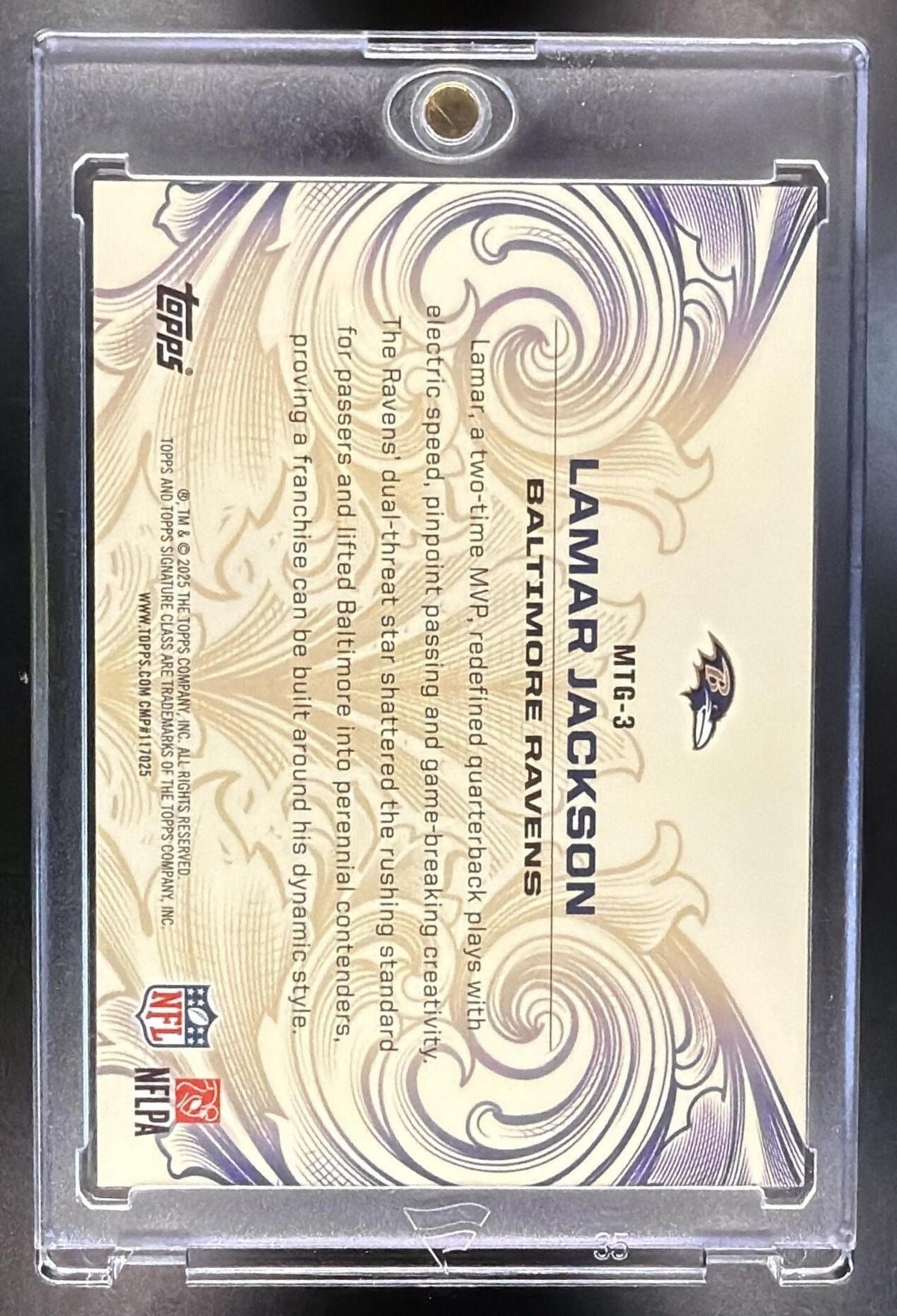 2025 Topps Signature Class Lamar Jackson #MTG-3 Monarchs of the Game SSP