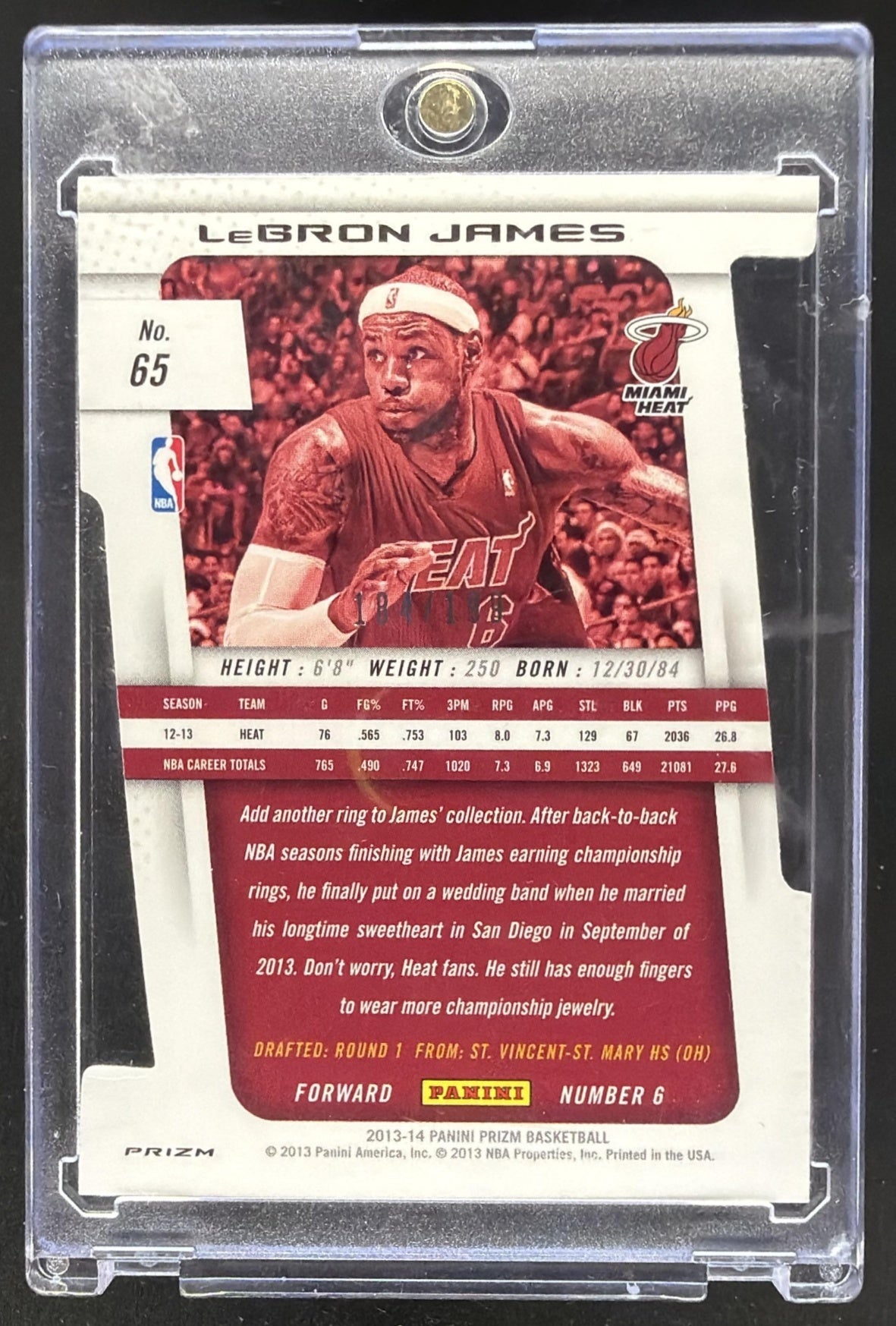 2013-14 Panini Prizm LeBron James #65 Light Blue Die Cut /199