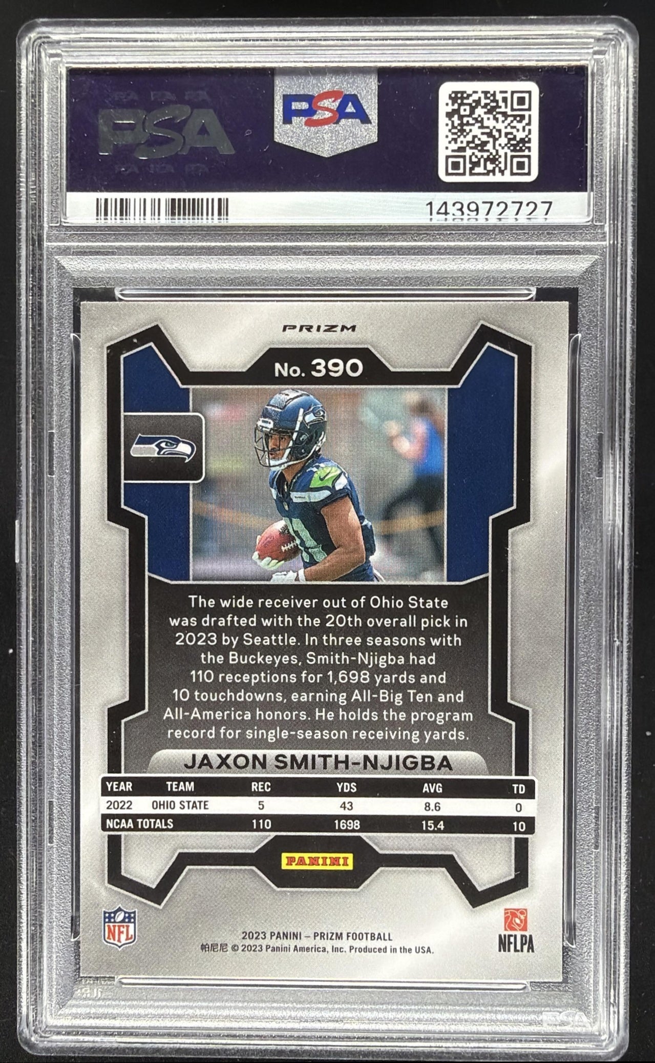 2023 Prizm Jaxon Smith-Njigba Rookie Orange Disco PSA 10