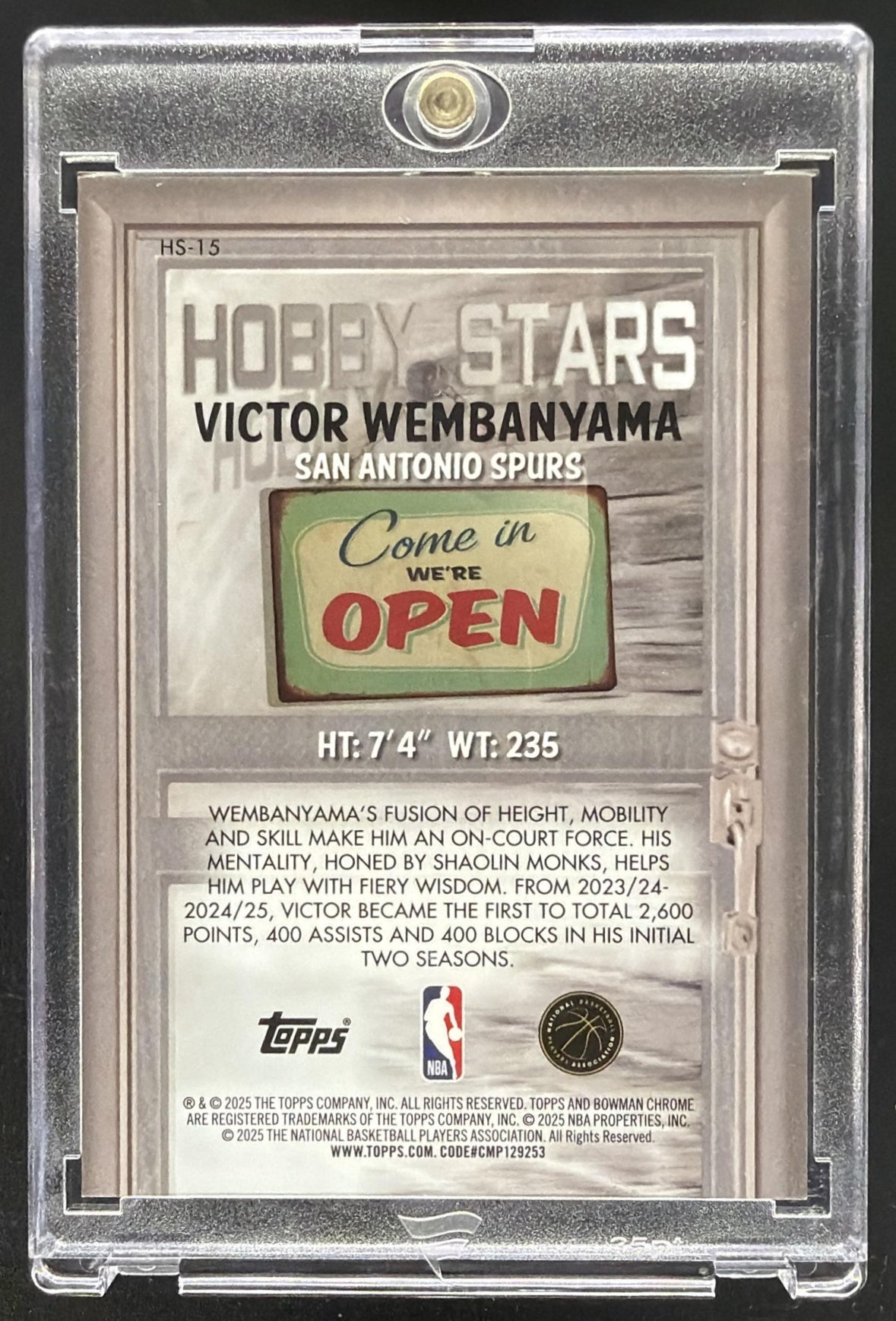 2025 Bowman Victor Wembanyama #HS-15 Chrome Hobby Stars Orange Geometric Refractor /25