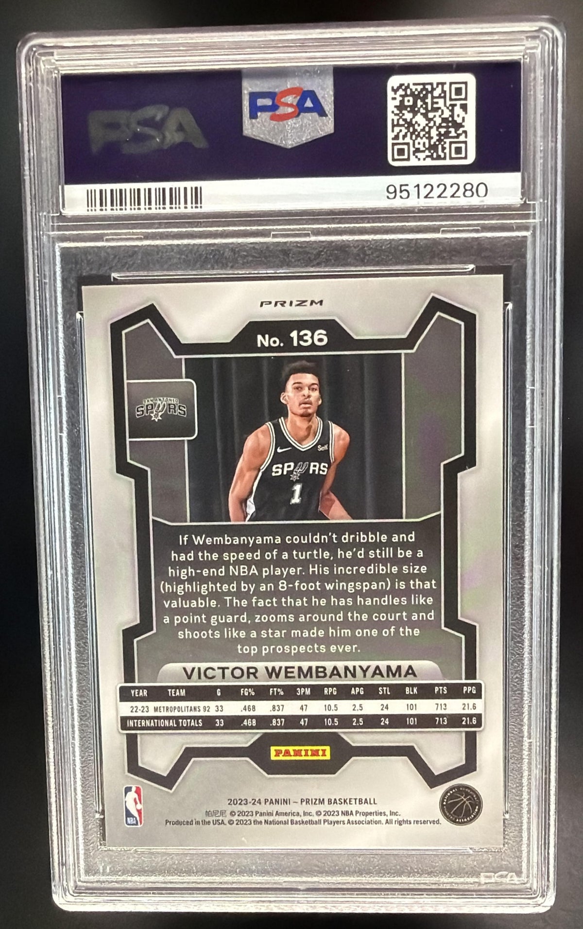 2023-24 Panini Prizm Victor Wembanyama #136 Prizms Green RC PSA 10