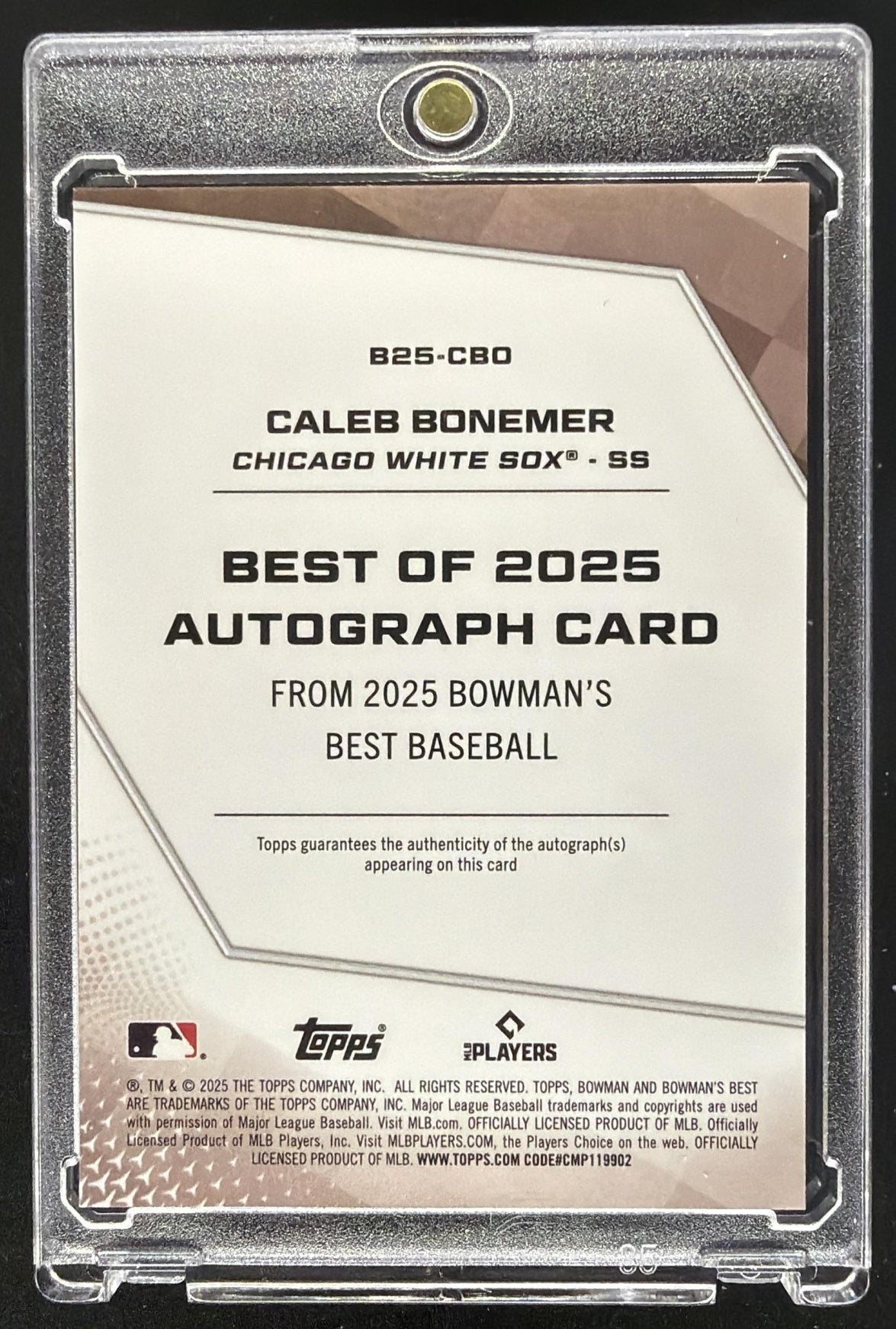 2025 Bowman's Best Caleb Bonemer #B25-CBO Best of Auto Printing Plates Yellow 1/1