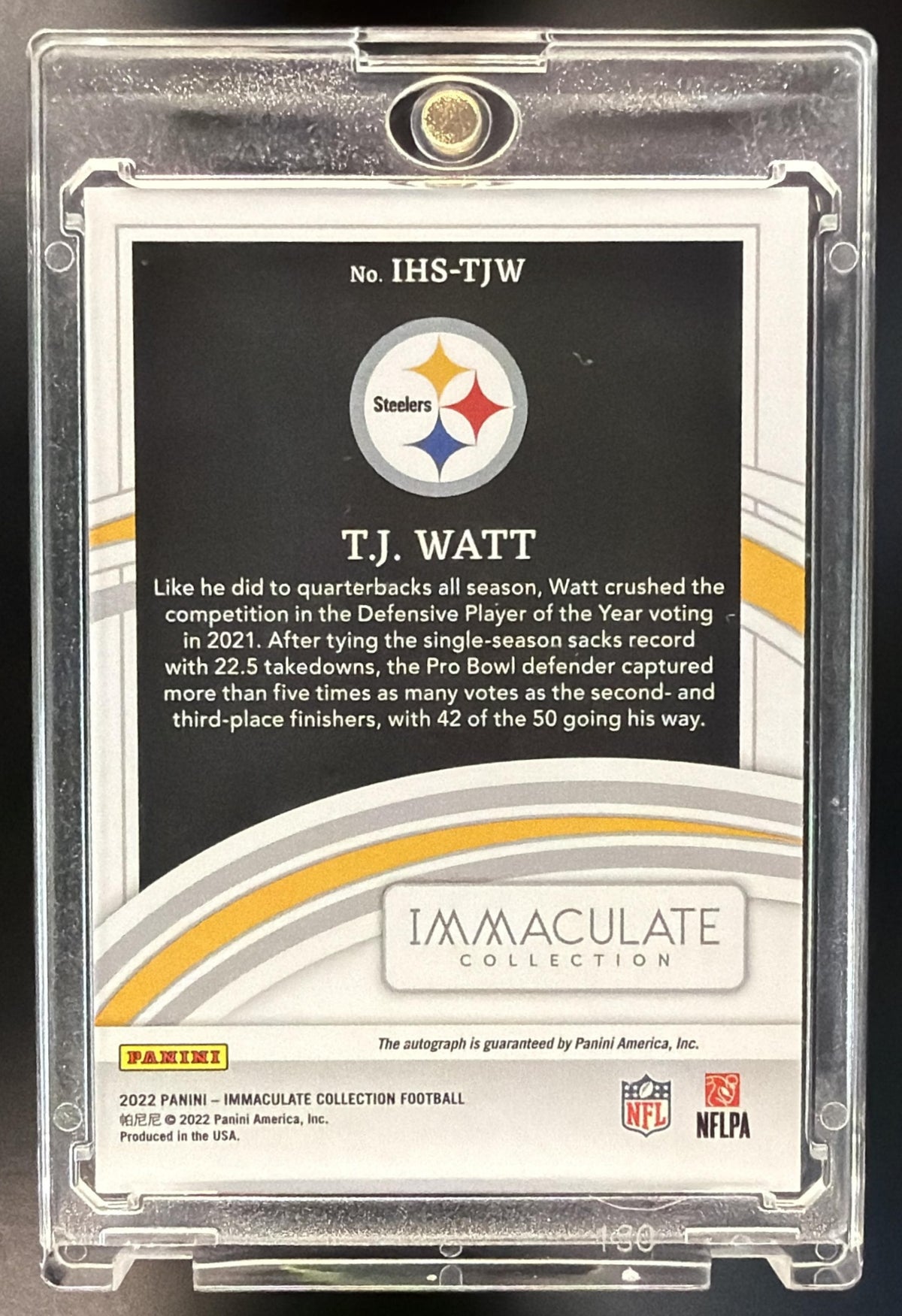 2022 Panini Immaculate Collection T.J. Watt #IHS-TJW Auto Honors /21