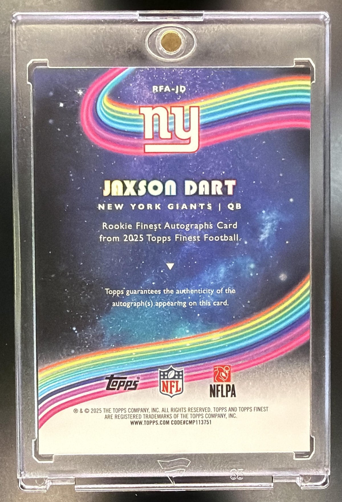2025 Topps Finest Jaxson Dart #RFA-JD Rookie Auto RC