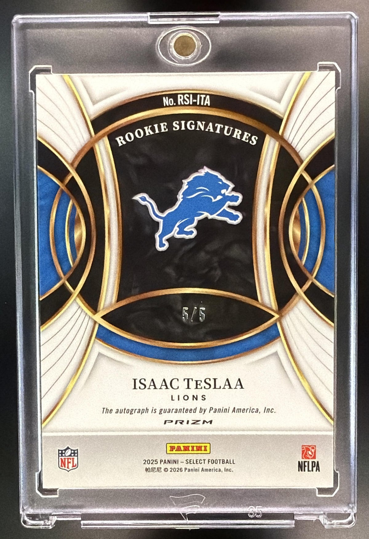 2025 Panini Select Isaac TeSlaa #RSI-ITA Rookie Signatures Green Prizm Die-Cut /5 Auto