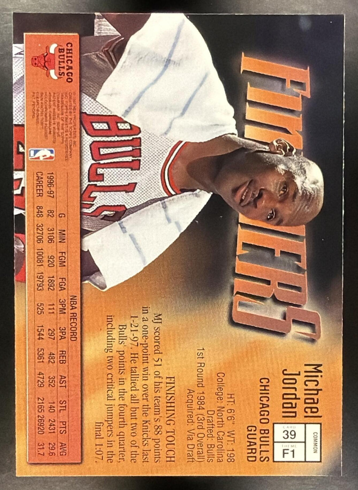 1997-98 Topps Finest Michael Jordan #39 Bronze Bulls
