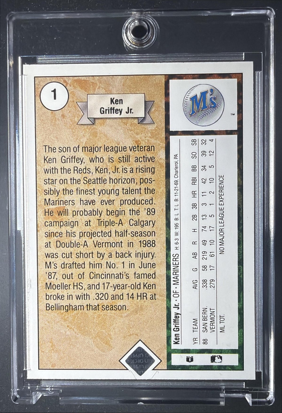 1989 Upper Deck Ken Griffey Jr. #1 RC Star Rookie