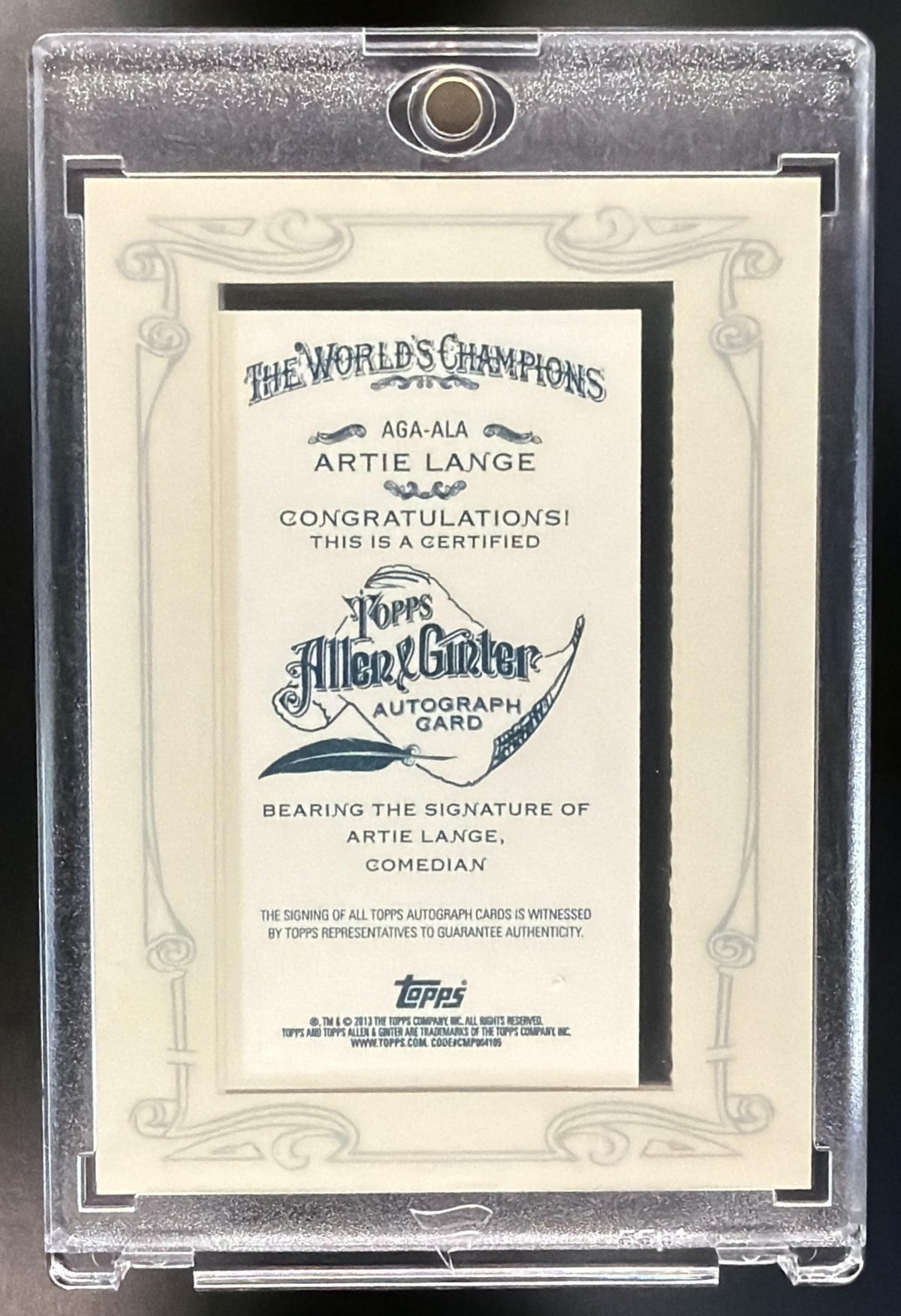 2013 Topps Allen & Ginter Artie Lange #AGA-ALA Mini Auto Framed