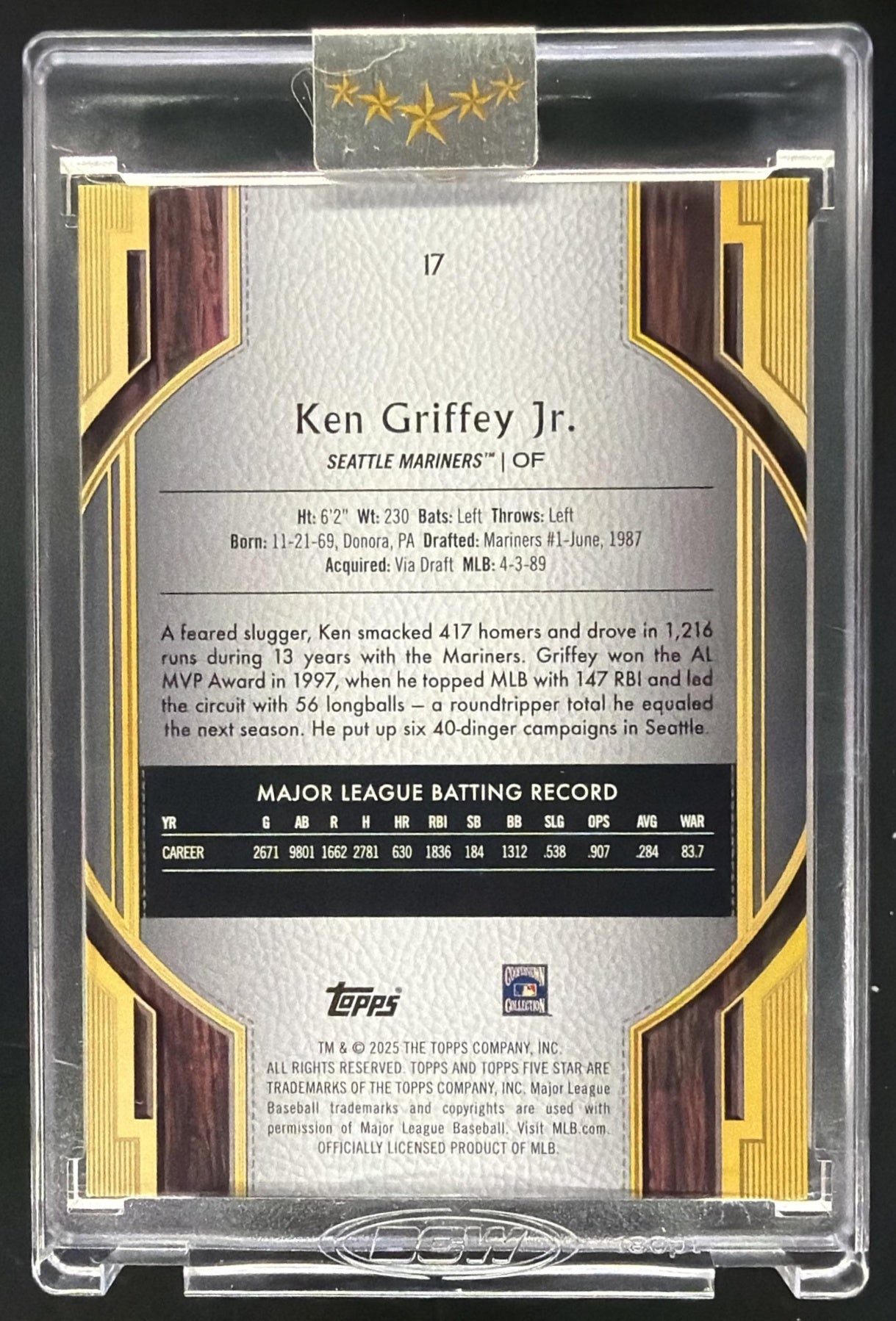 2025 Topps Five Star Ken Griffey Jr. #17 Orange 18/25