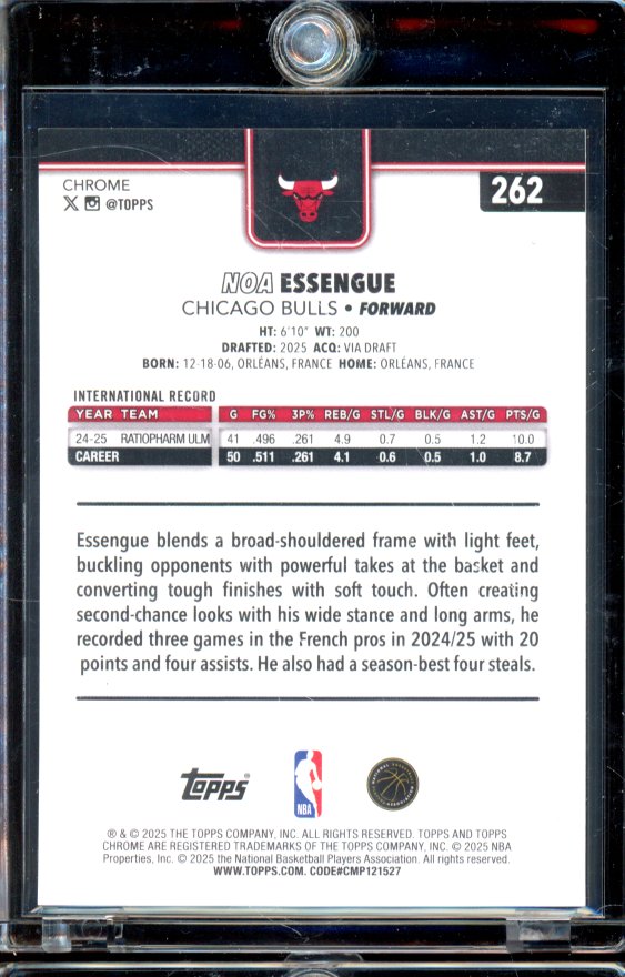 2025-26 Topps Chrome Noa Essengue Orange Goemetric Rookie /25