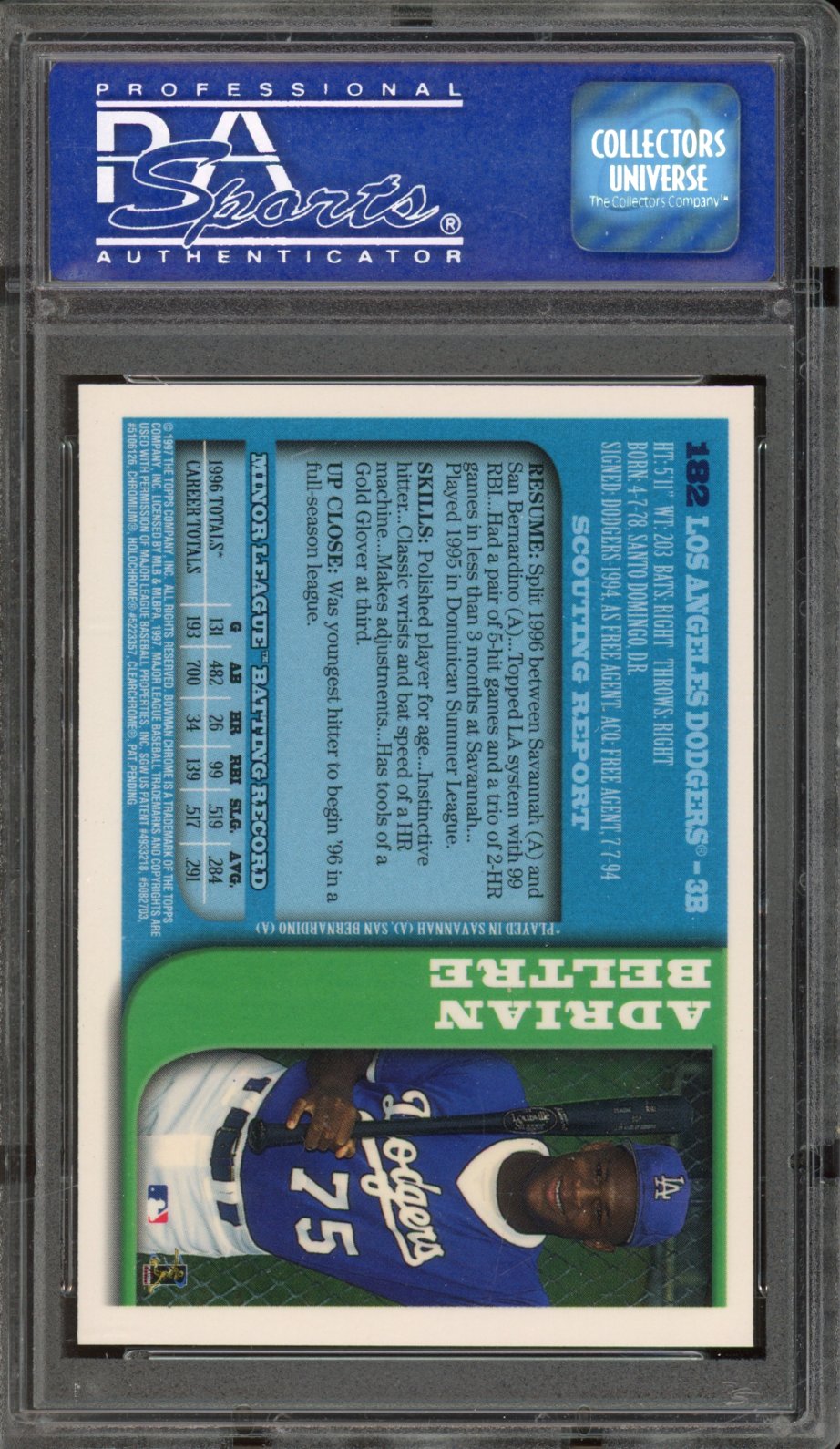 1997 Bowman Chrome Adrian Beltre Rookie PSA 9