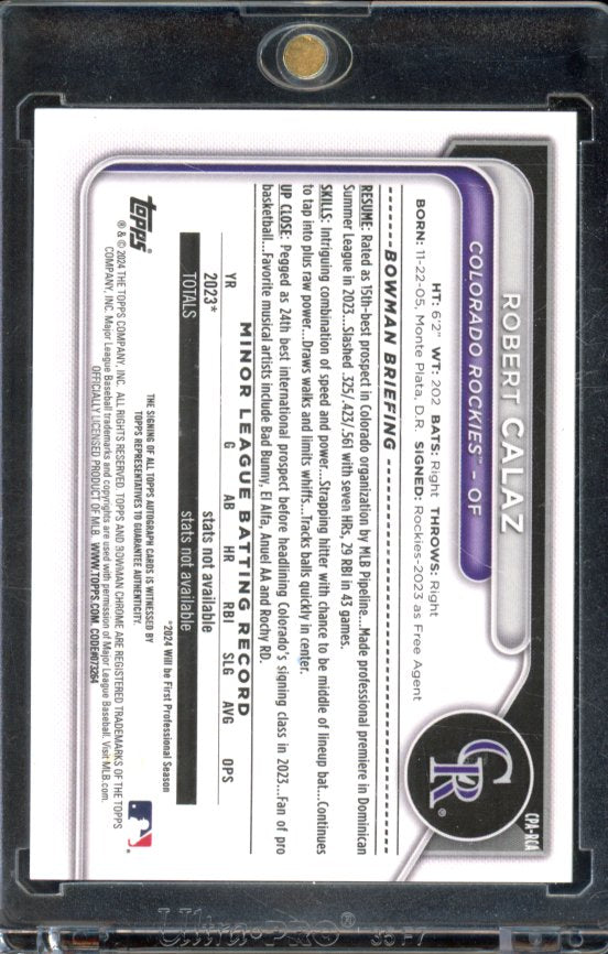 2024 Bowman Chrome Robert Calaz /99 Green Auto
