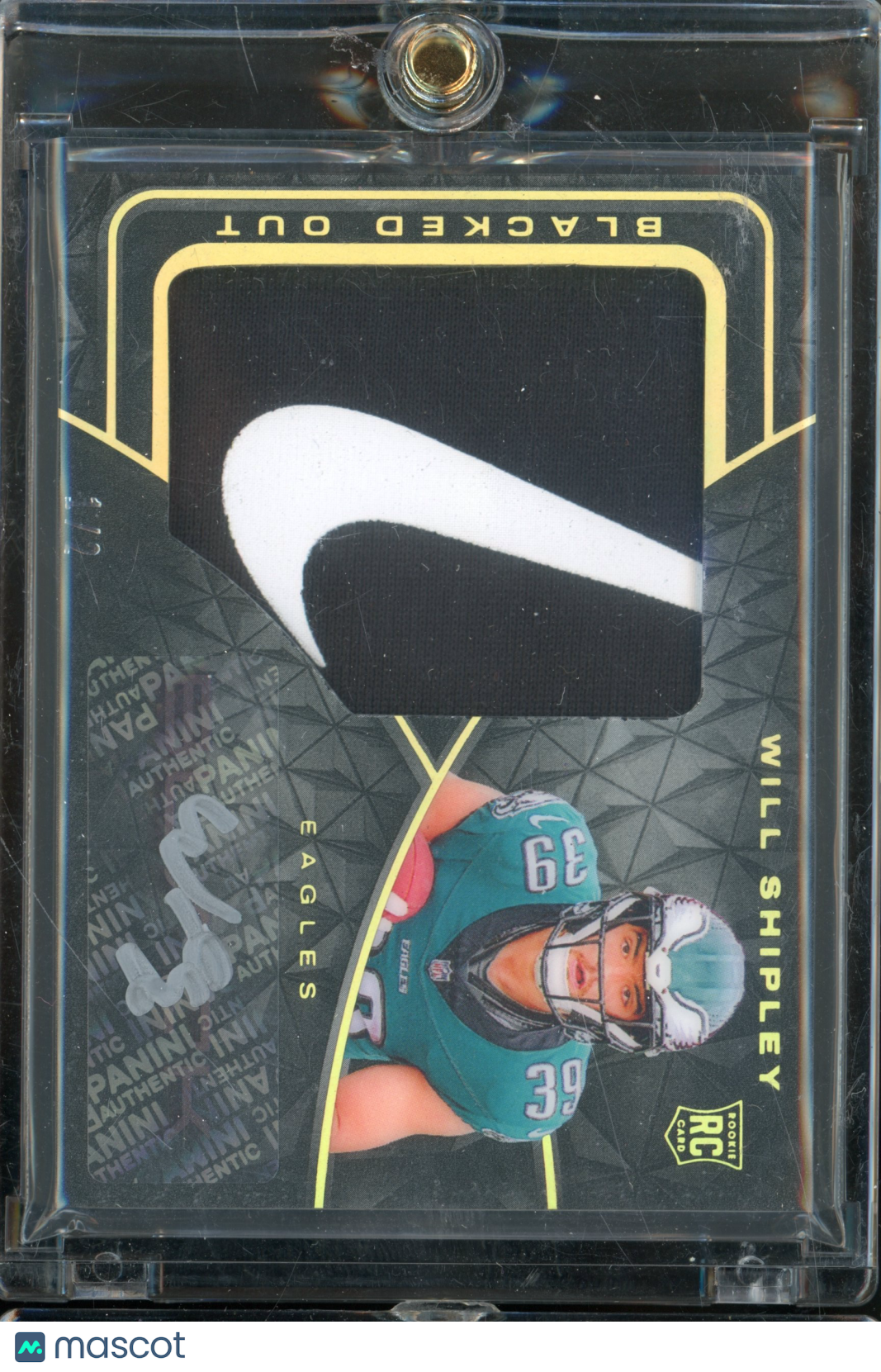 2024 Black Will Shipley Blacked Out Nike Swoosh Patch Auto /2 RC