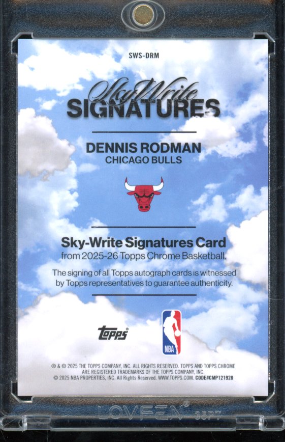 2025-26 Topps Chrome Dennis Rodman Green Skywrite Auto /99