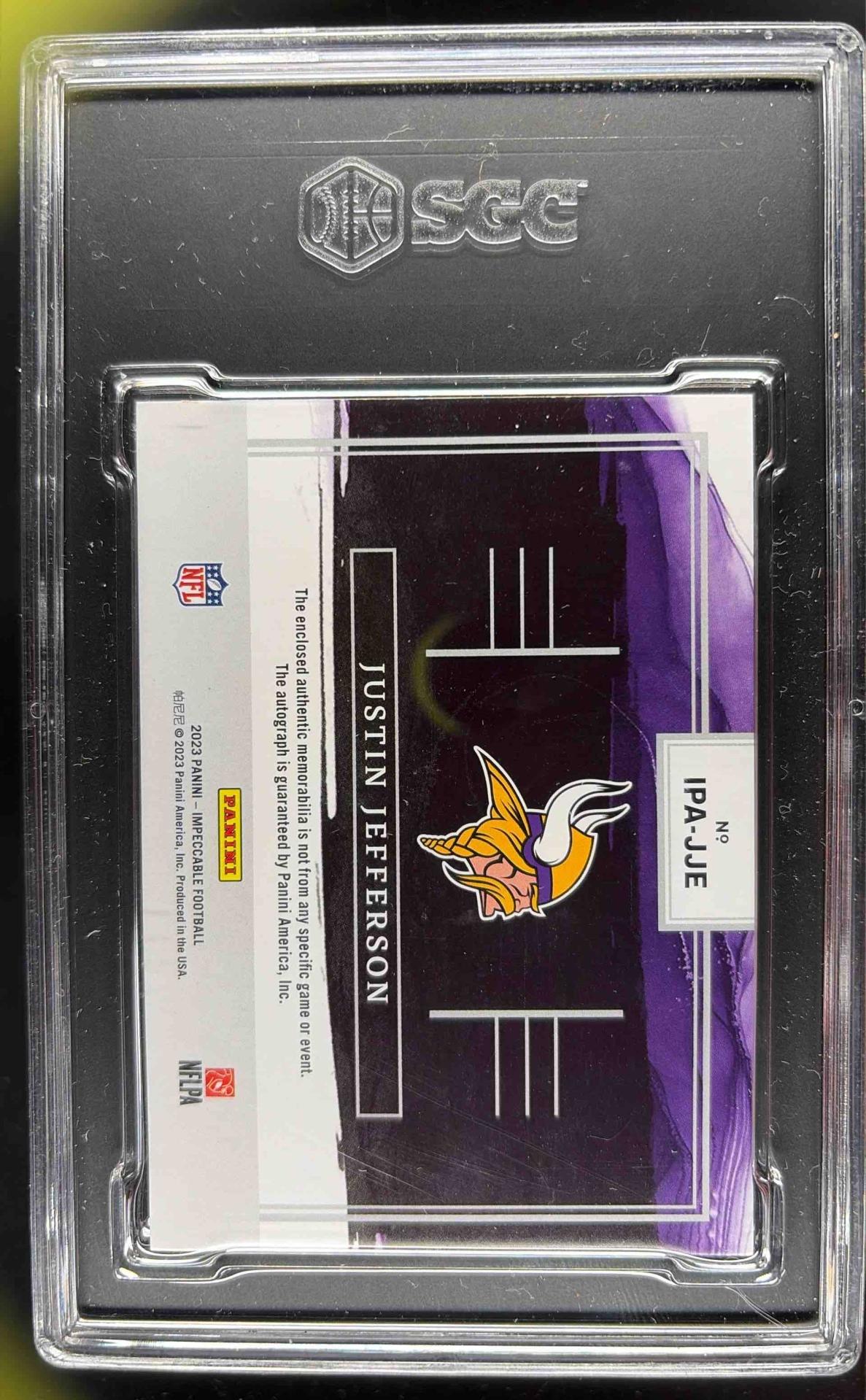 2023 Panini Impeccable Justin Jefferson #IPA-JJE Patch Autos Silver /25 MEM Auto