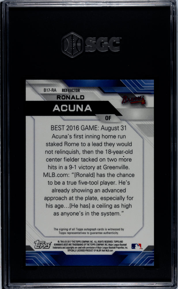 2017 Bowman's Best Ronald Acuna Rookie Refractor Auto SGC 10/10