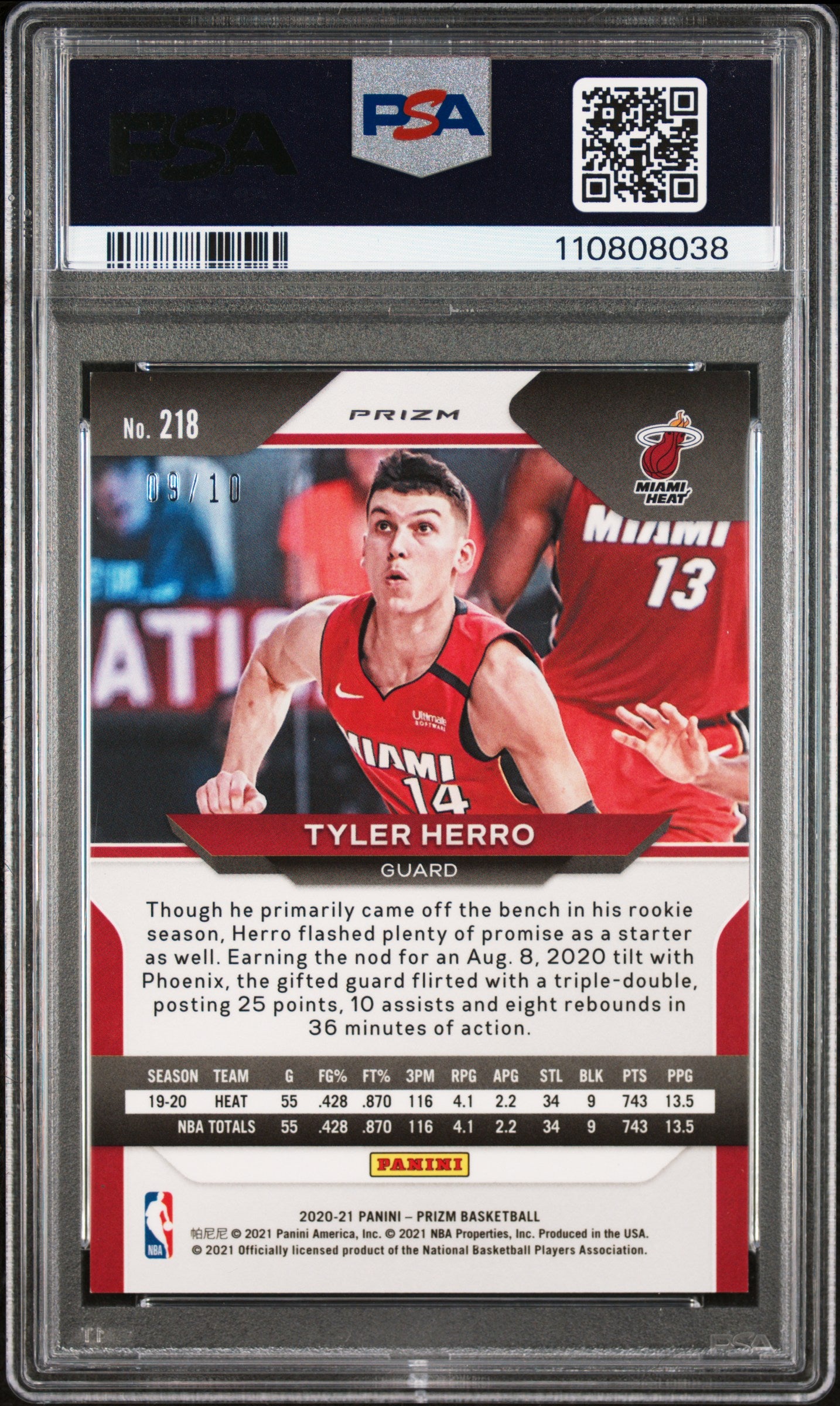 2020-21 Prizm Tyler Herro Gold /10 PSA 9