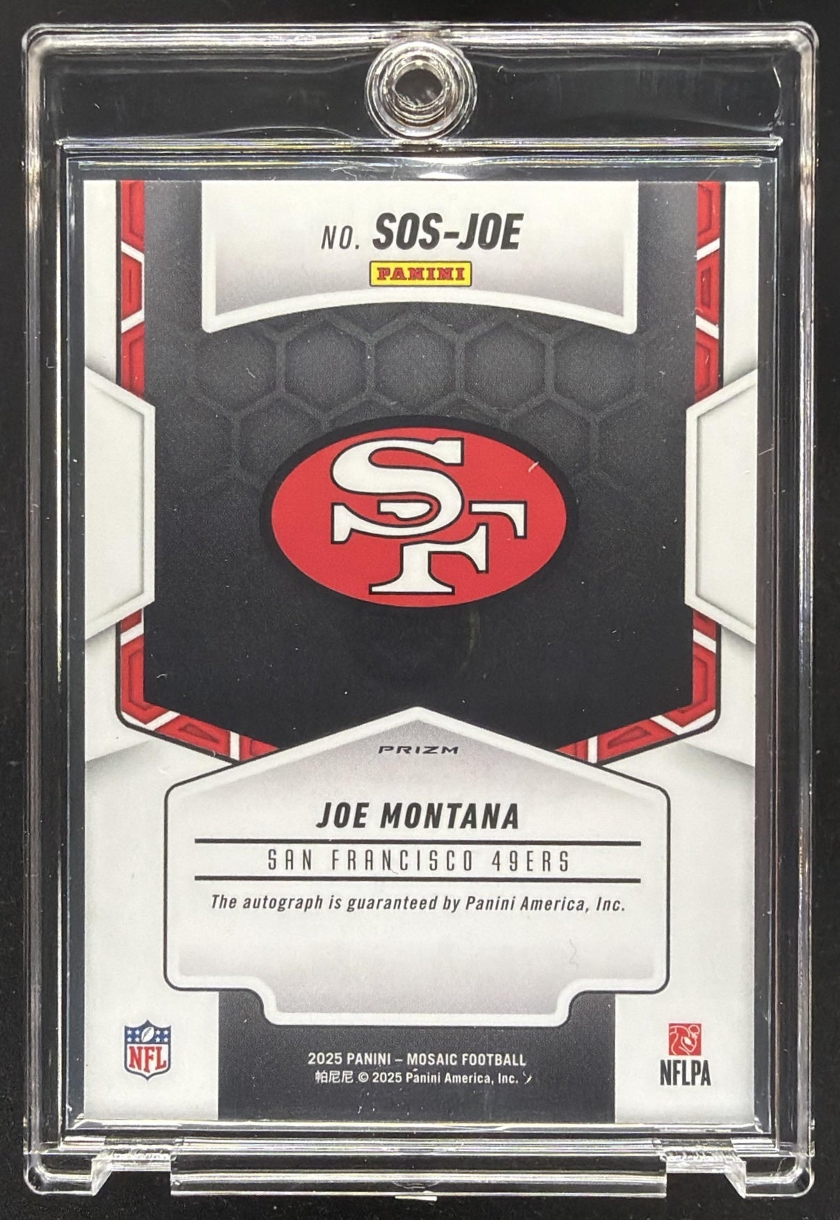 2025 Panini Mosaic Joe Montana #SOS-JOE Showtime Signatures Prizm Auto
