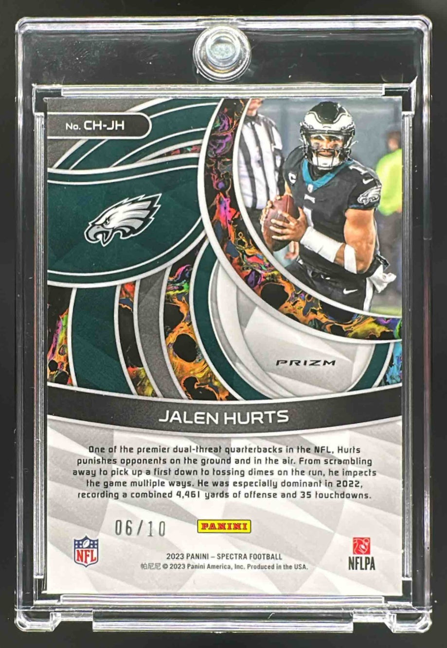 2023 Panini Spectra Jalen Hurts #CH-JH Chromatic Interstellar Gold 1/10