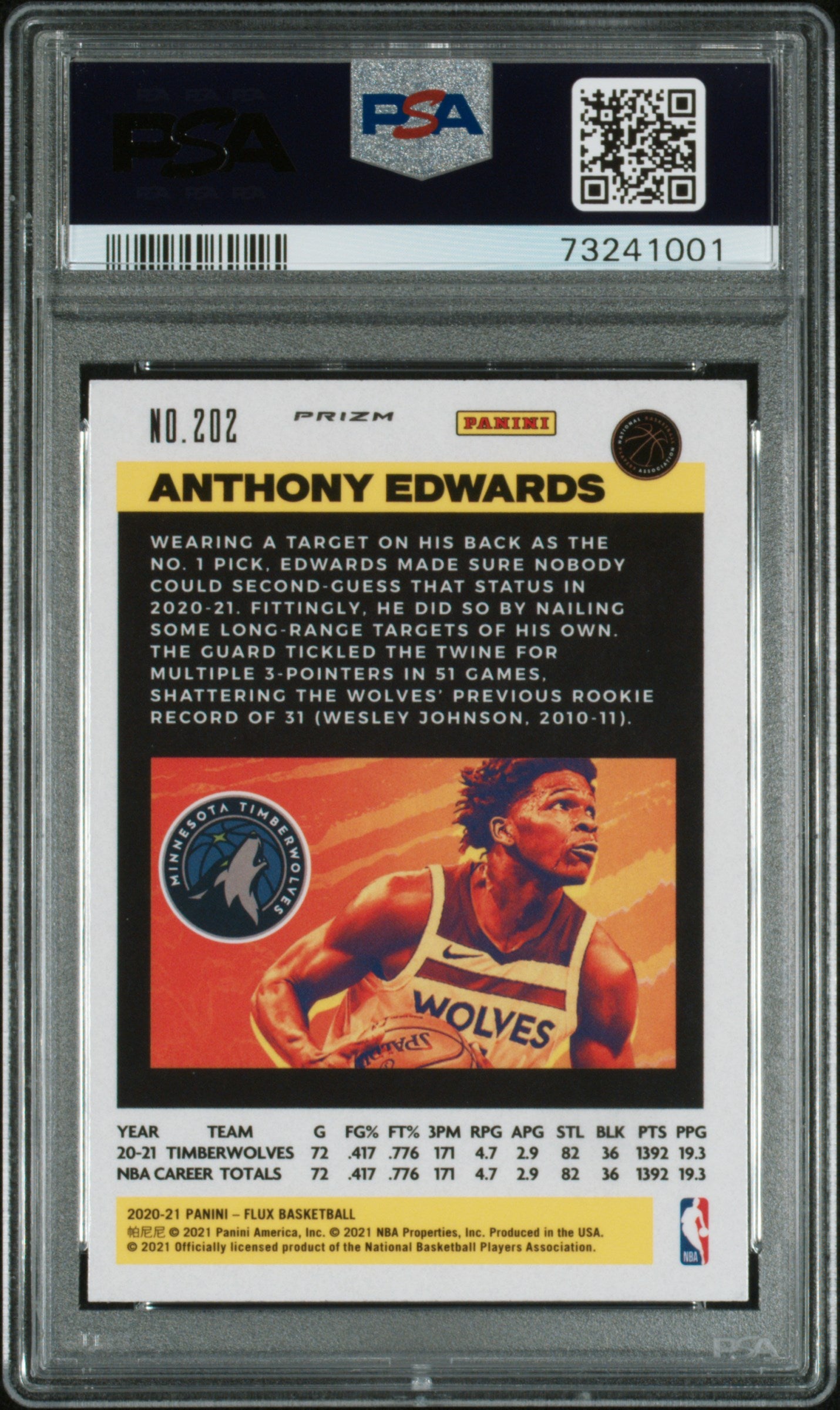 2020-21 Flux Anthony Edwards Pulsar Rookie PSA 10