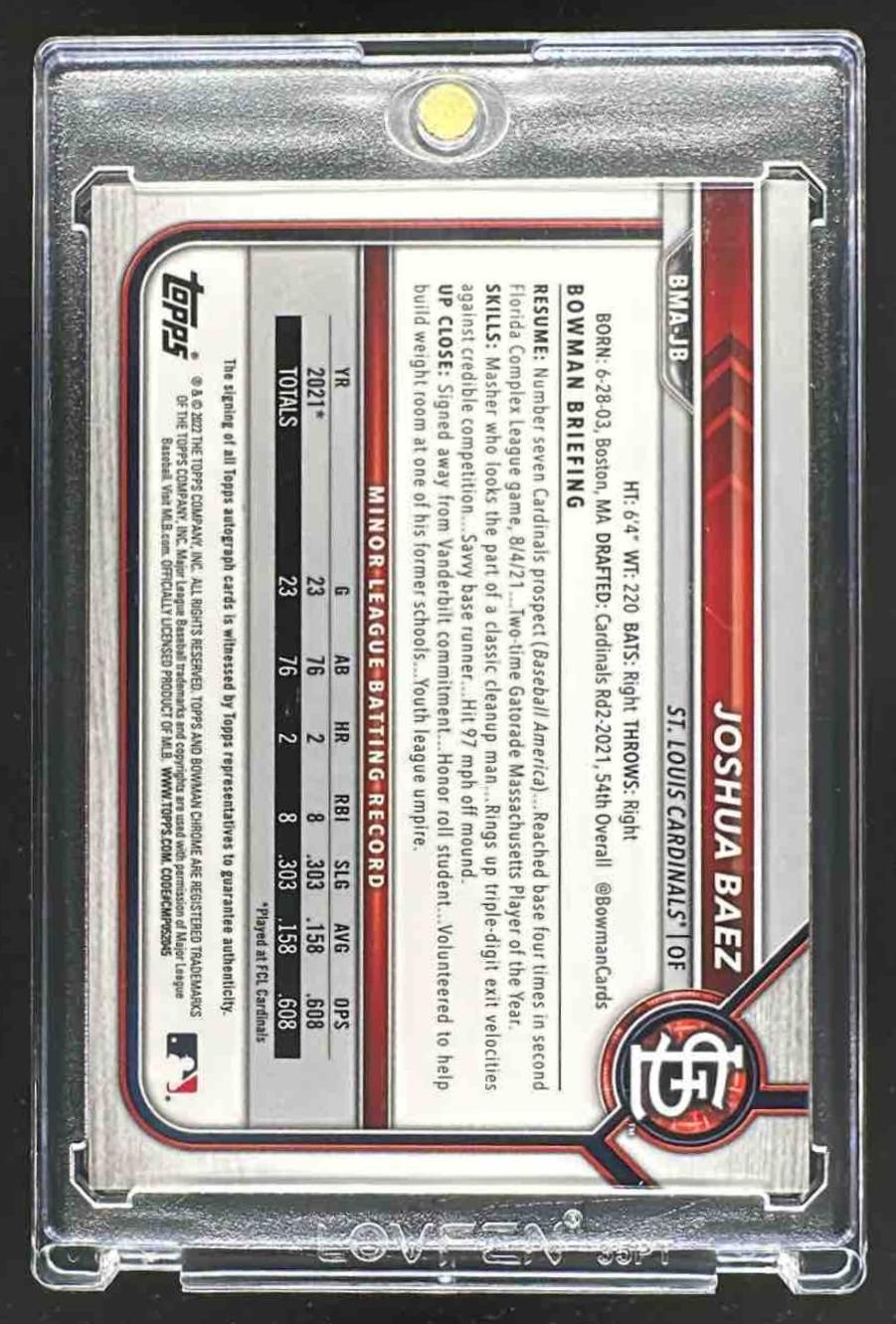 2022 Bowman Mega Box Joshua Baez #BMA-JB Auto Green Mega Refractor 40/99