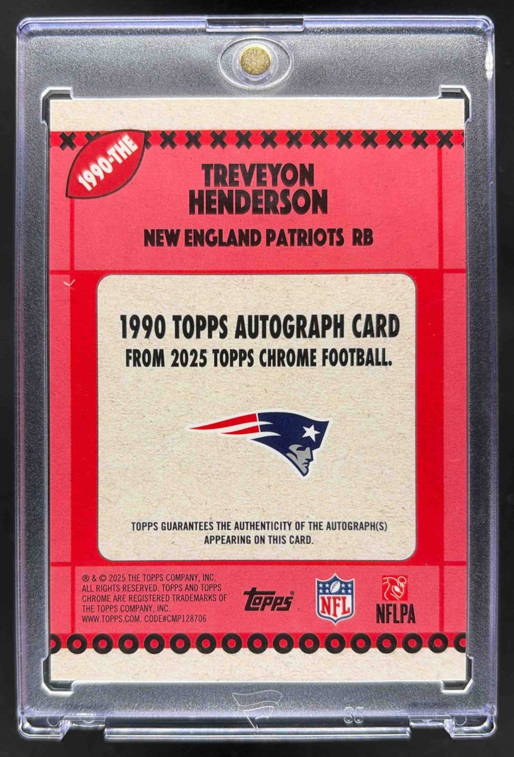 2025 Topps Chrome TreVeyon Henderson #1990-THE 1990 Auto Orange Geometric Refractor /25 RC
