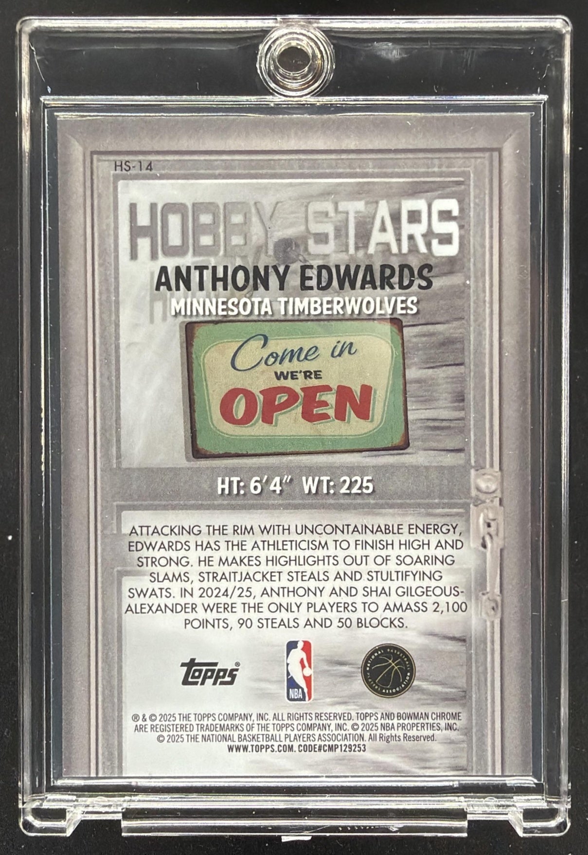2025 Bowman Chrome Anthony Edwards #HS-14 Gold Geomertic /50