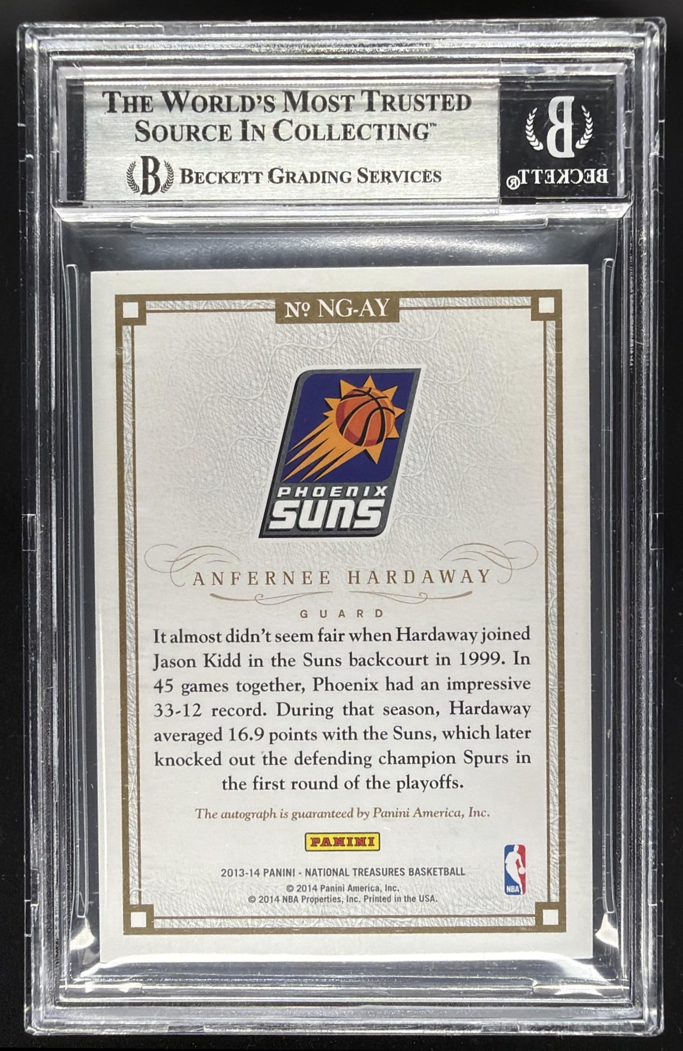 2013 Panini National Treasures Anfernee Hardaway #NG-AY Greats /49 Auto BGS 9