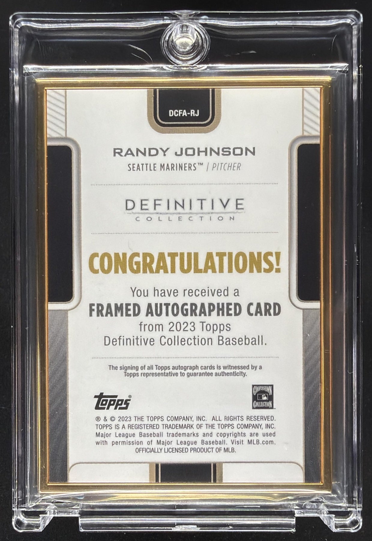 2023 Topps Definitive Randy Johnson #DCFA-RJ Framed Auto Collection Purple 8/10
