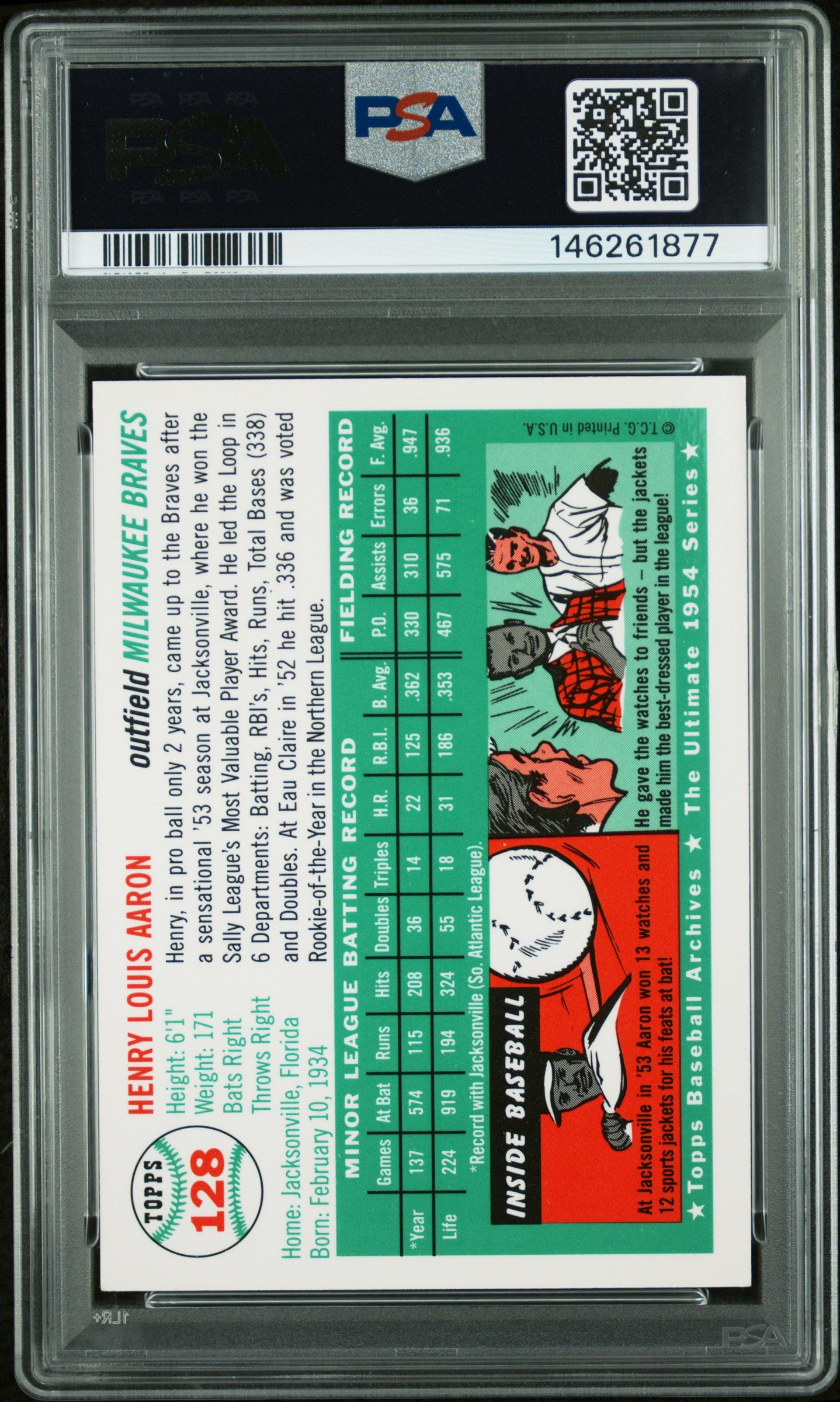 1994 Topps Archives Hank Aaron 1954 Reprint Gold Auto PSA Auth