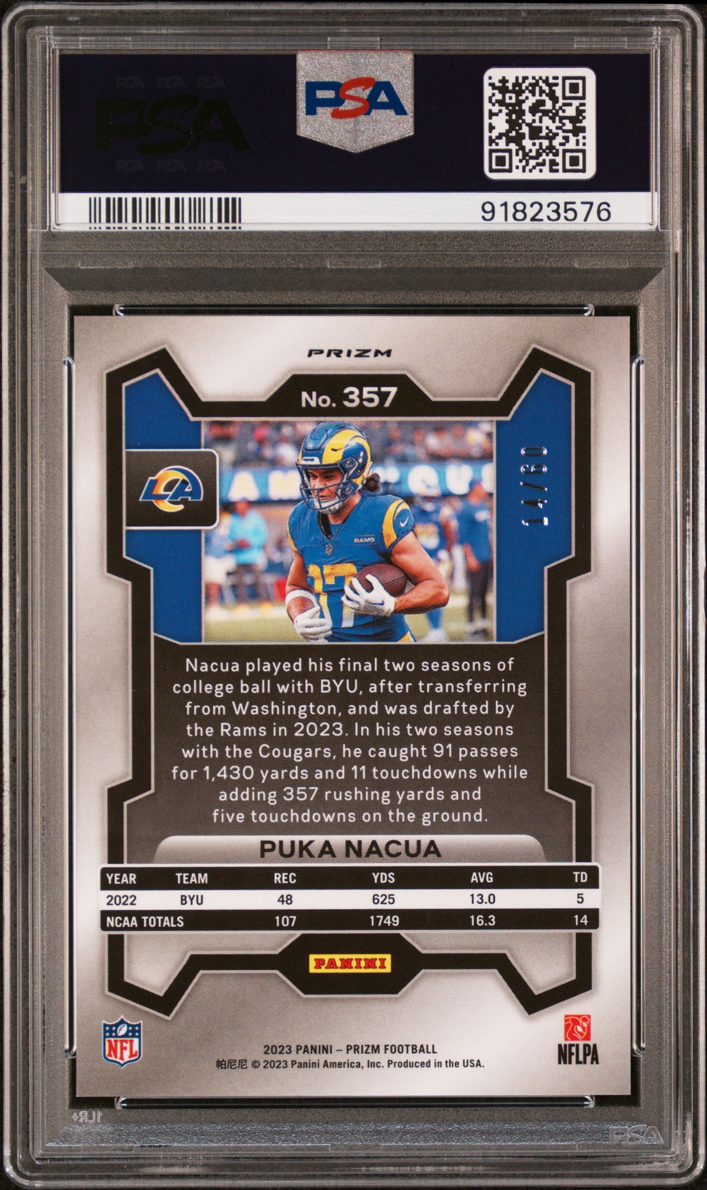 2023 Prizm Puka Nacua Orange Wave Rookie /60 PSA 10