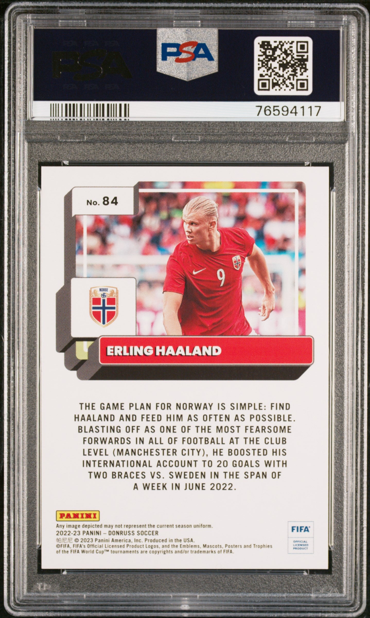 2022-23 Donruss Fifa Erling Haaland Gold /10 PSA 10