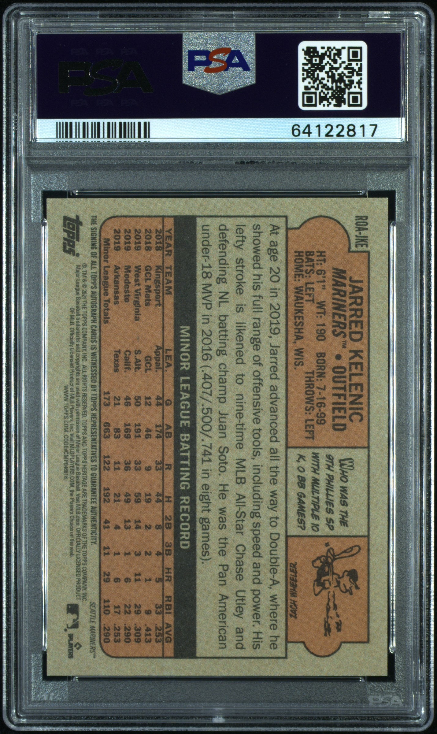 2021 Topps Heritage Jarred Klenic Real One Rookie Auto PSA 10