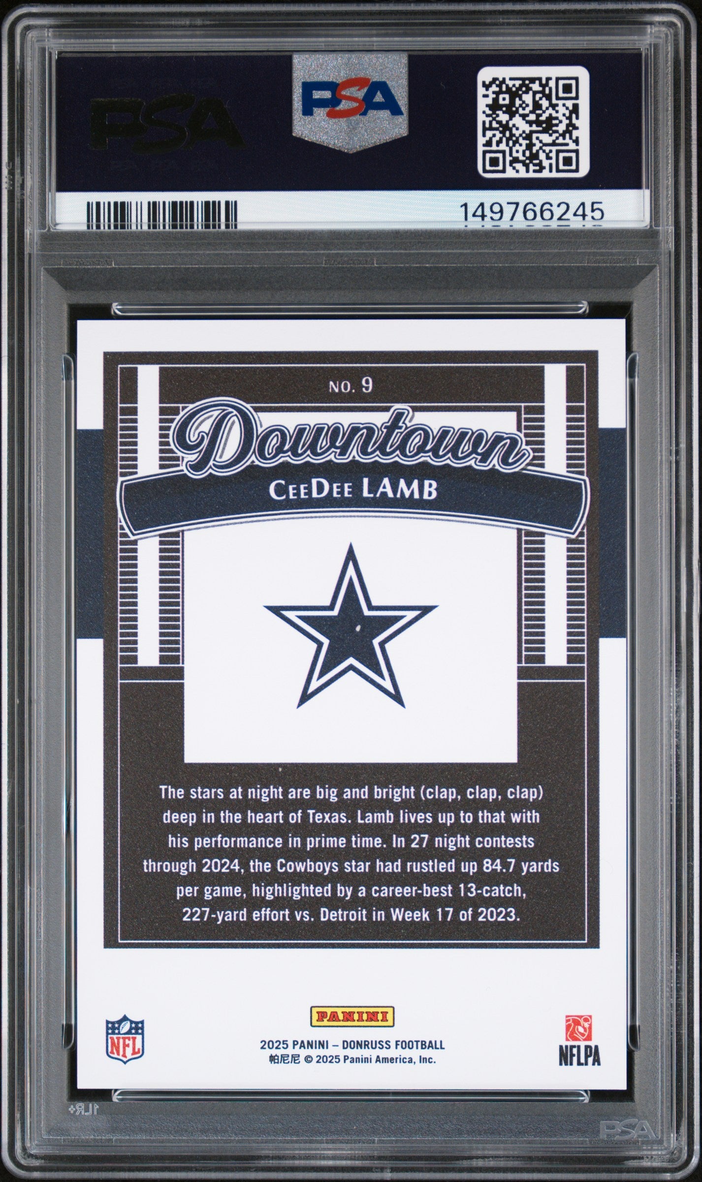 2025 Panini Donruss CeeDee Lamb #9 Downtown SP PSA 10